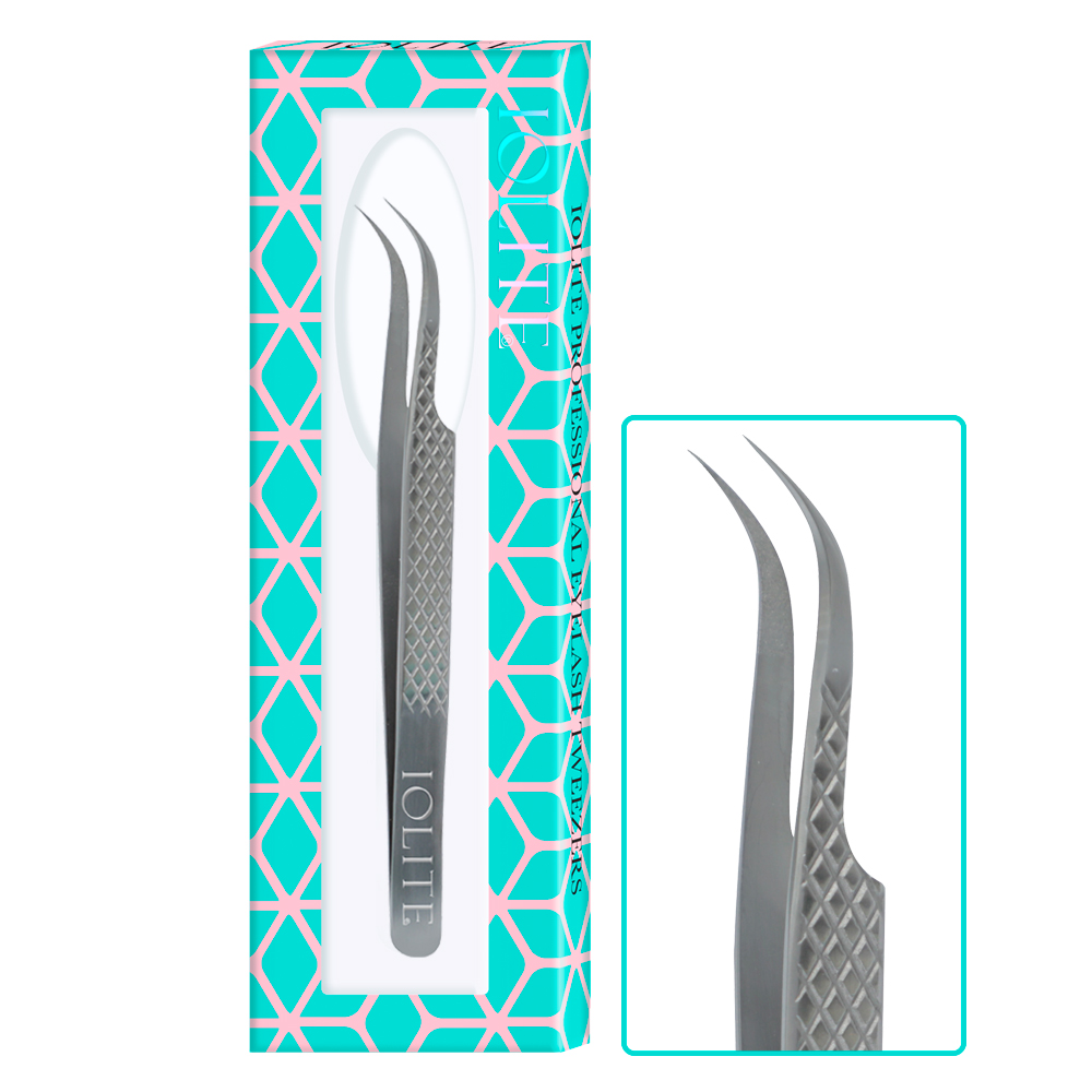 Eyelash Tweezer, Eyelashes Grafting Tweezers Anti-static Stainless Steel Nippers Eyelash Picking Tool for Eye Lash Extensions Supplies Strong Curved ITSC04