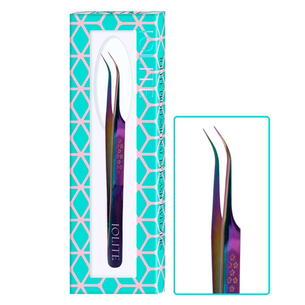 Eyelash Tweezer, Eyelashes Grafting Tweezers Anti-static Stainless Steel Nippers Eyelash Picking Tool for Eye Lash Extensions Supplies Strong Curved ITSC05