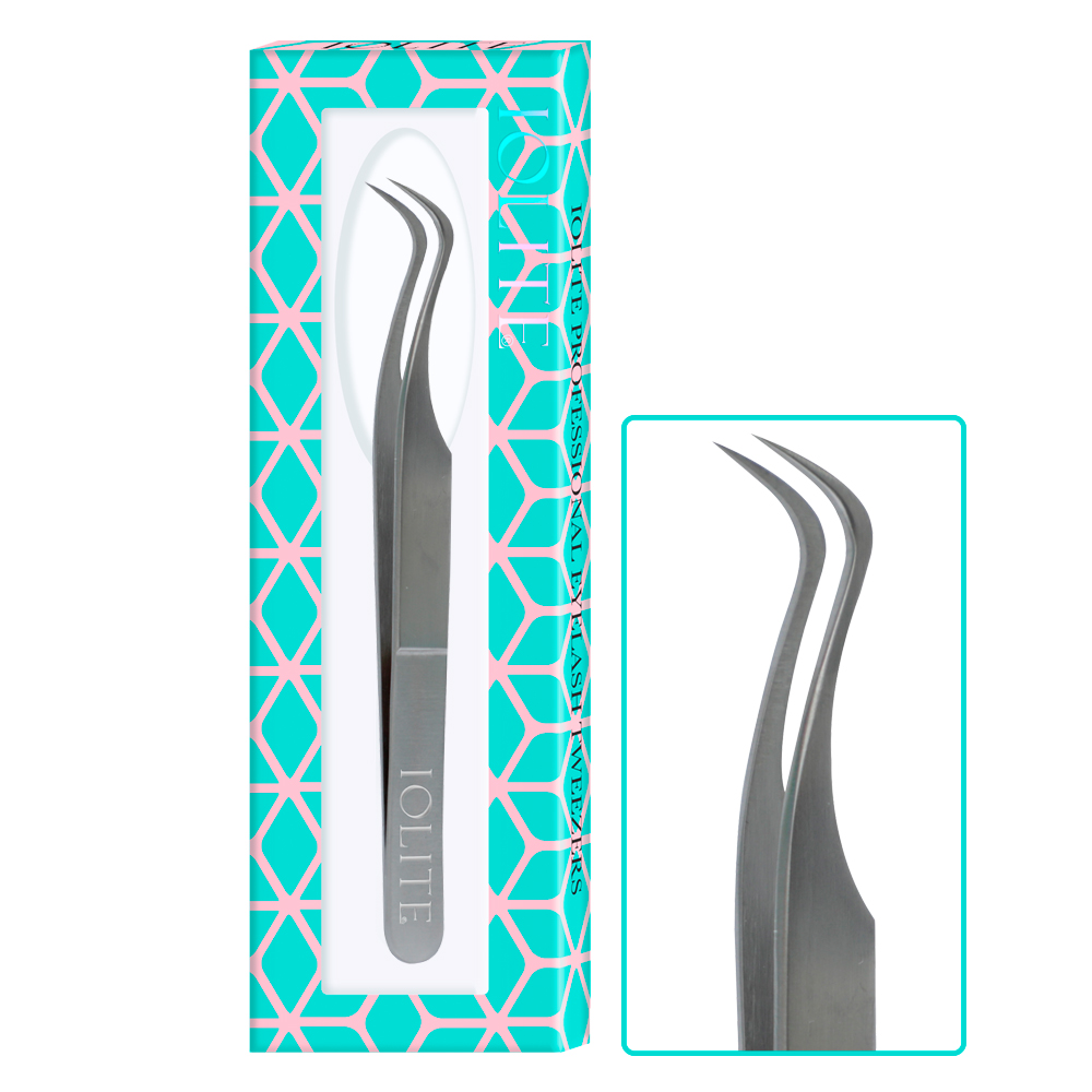Eyelash Tweezer, Eyelashes Grafting Tweezers Anti-static Stainless Steel Nippers Eyelash Picking Tool for Eye Lash Extensions Supplies Strong Curved ITSC07
