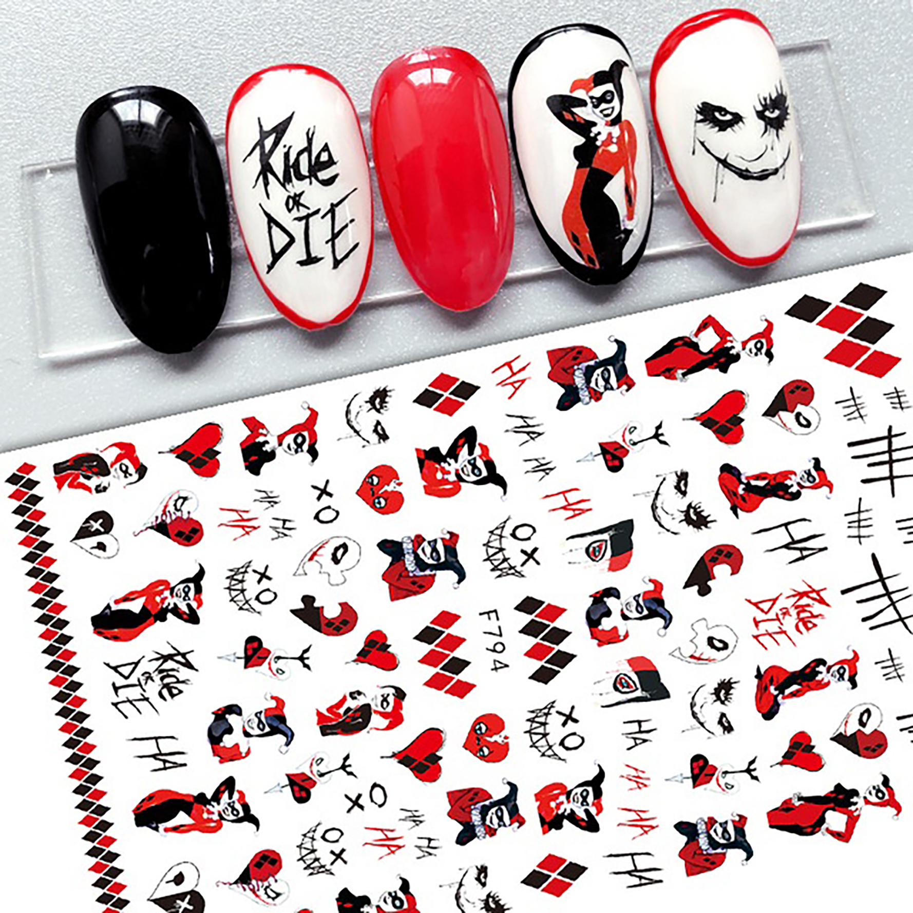 Scary Nail Stickers for Nail Art 3D Self-Adhesive Nail Decals DIY Nail Art Supplies for Acrylic Nails F794