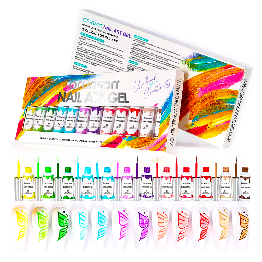 Nail Art Gel Liner Painting Polish Set 12 Colors Manicure Nail Art Design Line Art Gel BNAGK02