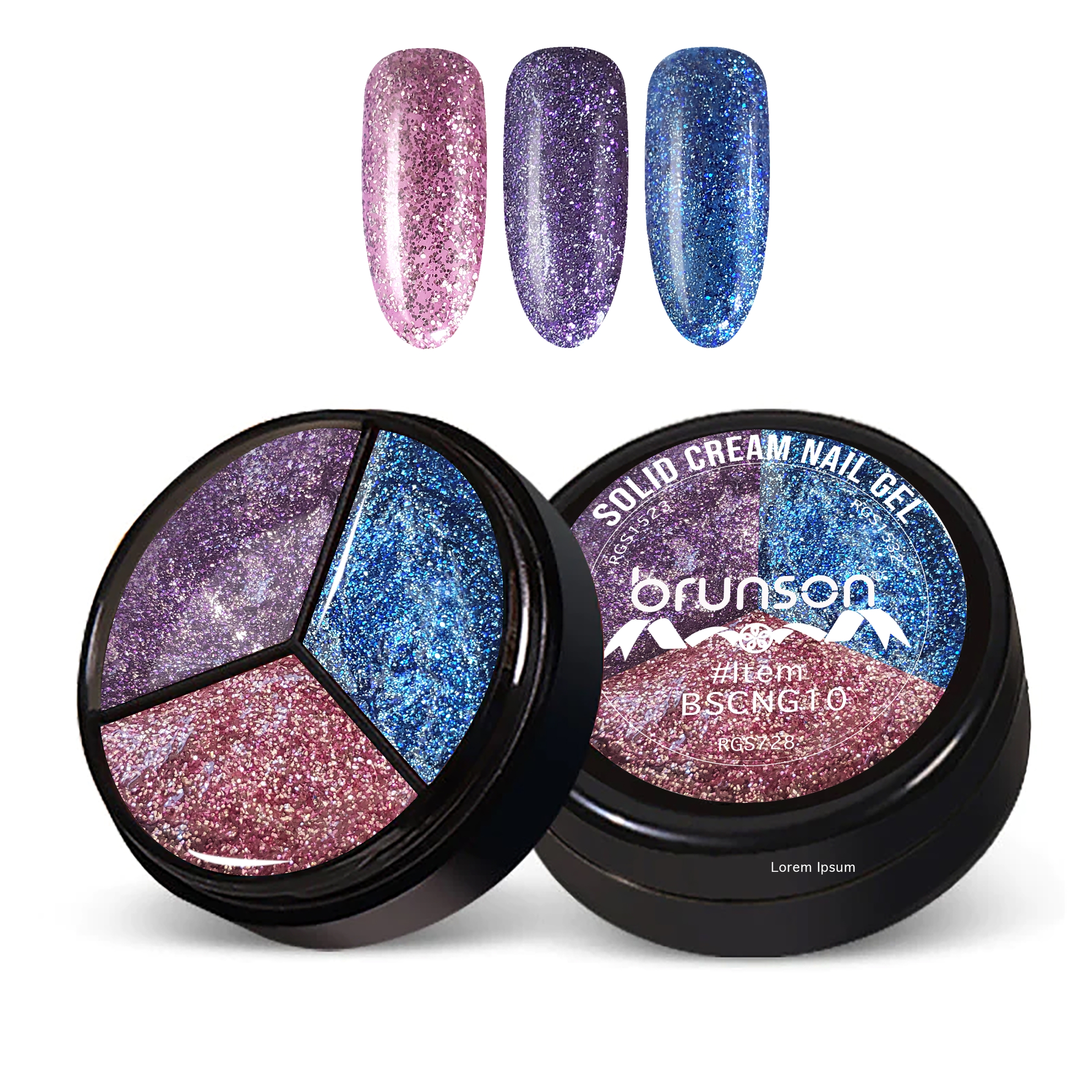 3Colors 3 in 1 Nail UV Gel Polish Cream Gel Nail Polish Soak off Solid Color Gel Glitter Nail Art Manicure 15ml BSCNG10