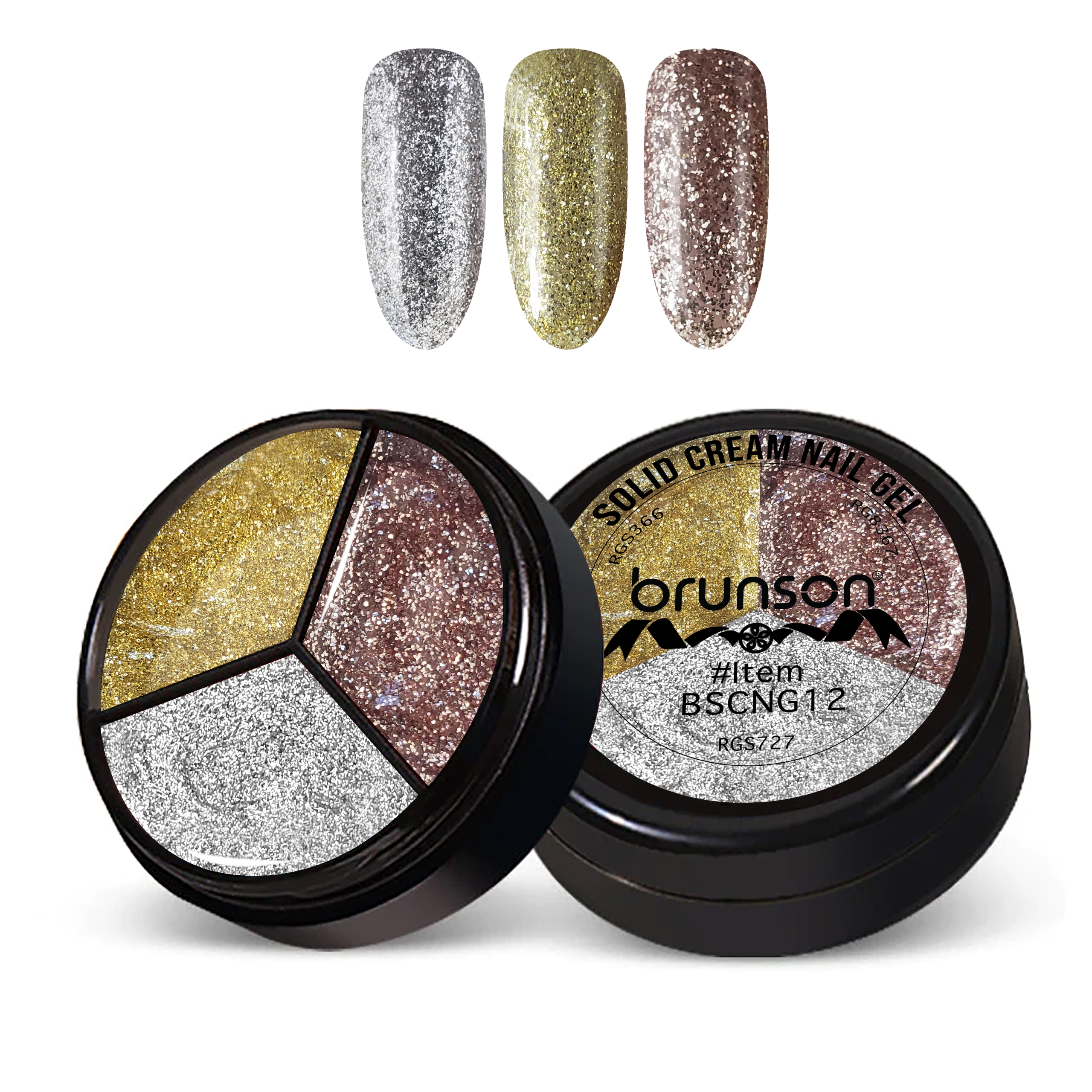 3Colors 3 in 1 Nail UV Gel Polish Cream Gel Nail Polish Soak off Solid Color Gel Glitter Nail Art Manicure 15ml BSCNG12