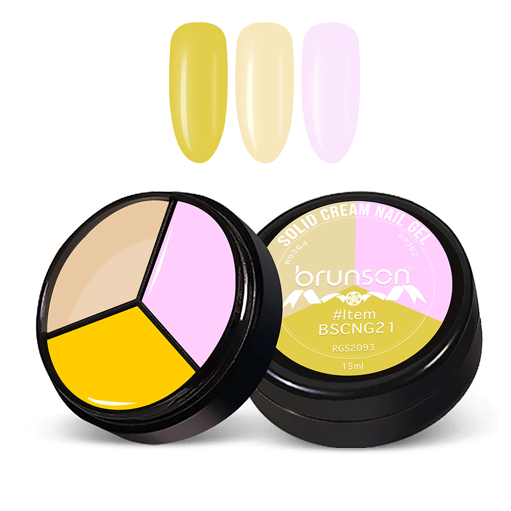 3Colors 3 in 1 Nail UV Gel Polish Cream Gel Nail Polish Soak off Solid Color Gel Nail Art Manicure Gel 15ml BSCNG21