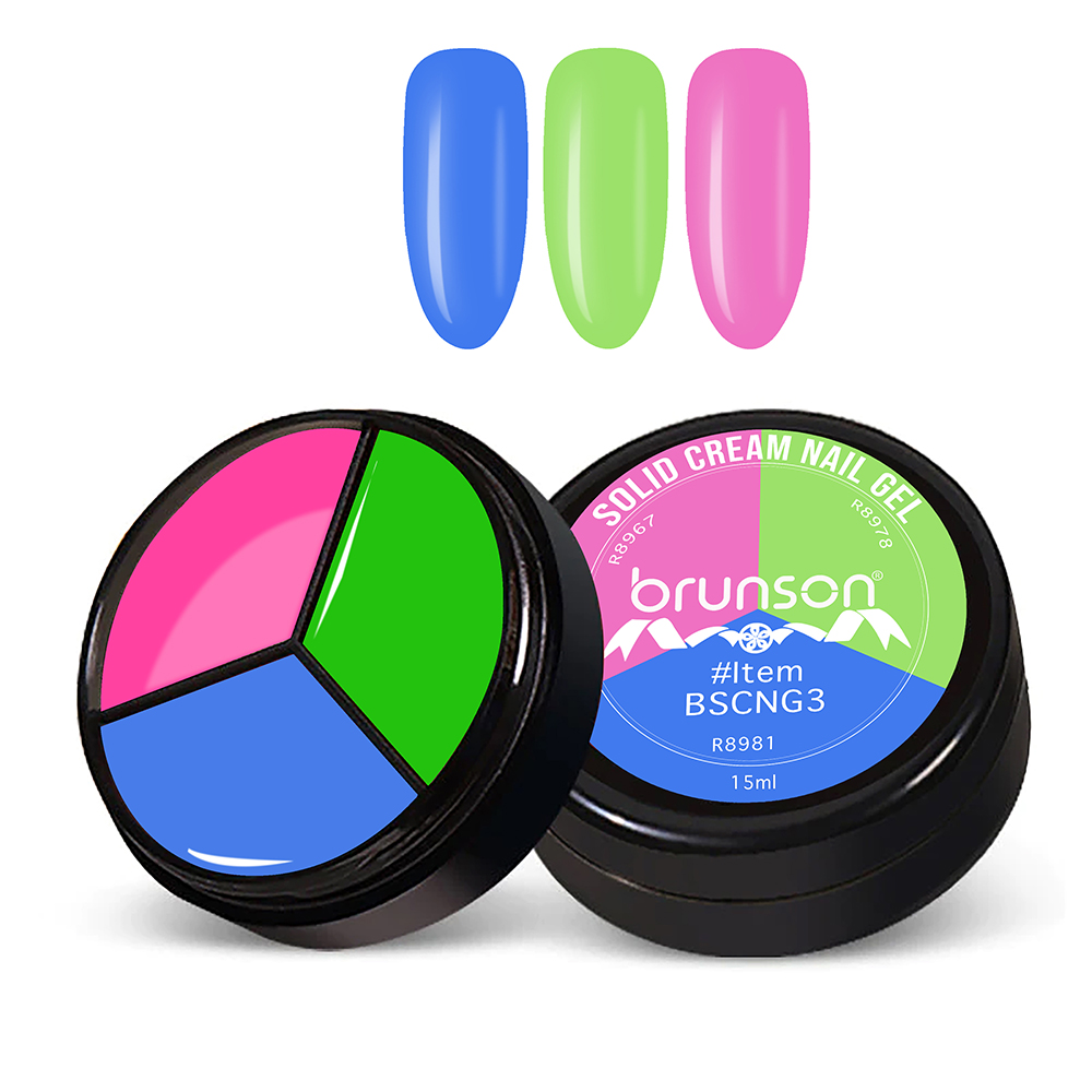 3Colors 3 in 1 Nail UV Gel Polish Cream Gel Nail Polish Soak off Solid Color Gel Nail Art Manicure Gel 15ml BSCNG3
