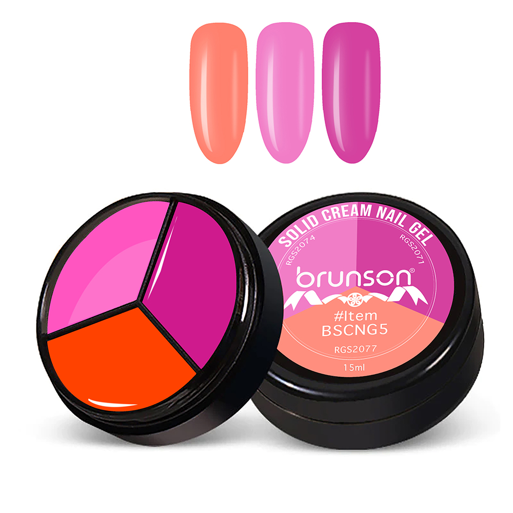 3Colors 3 in 1 Nail UV Gel Polish Cream Gel Nail Polish Soak off Solid Color Gel Nail Art Manicure Gel 15ml BSCNG1