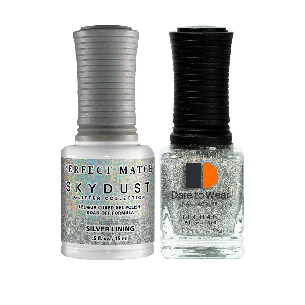 Gel Nail Polish & Nail Lacquer Sky Dust Glitter Silver Lining SDMS16