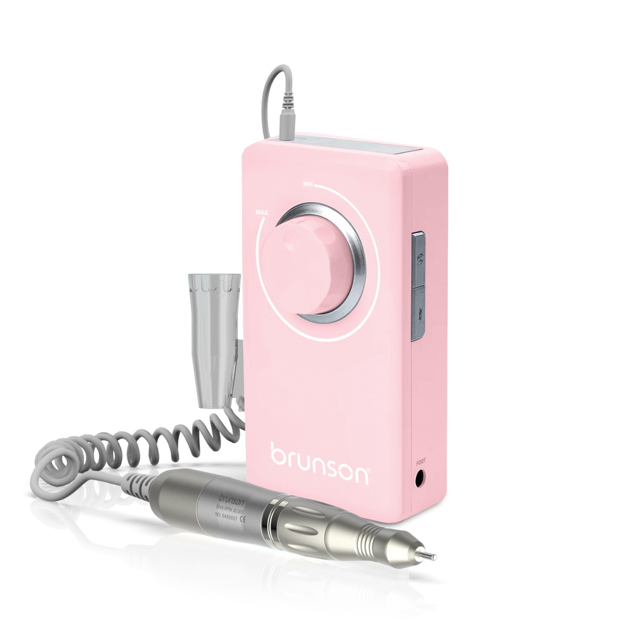 Brunson Mobility Portable & Desktop Brushless Nail Drill Machine 30,000 RPM – Cordless, Rechargeable, Quiet & Low Vibration – Professional Electric Nail File for Acrylic, Gel & Natural Nails – Salon Use BPMDM-Pink