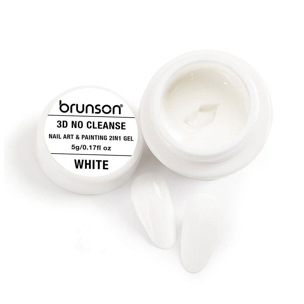Brunson 3D No Cleanse Nail Art & Painting 2in1 Gel paint creamy painting gel for nails arts 5g white