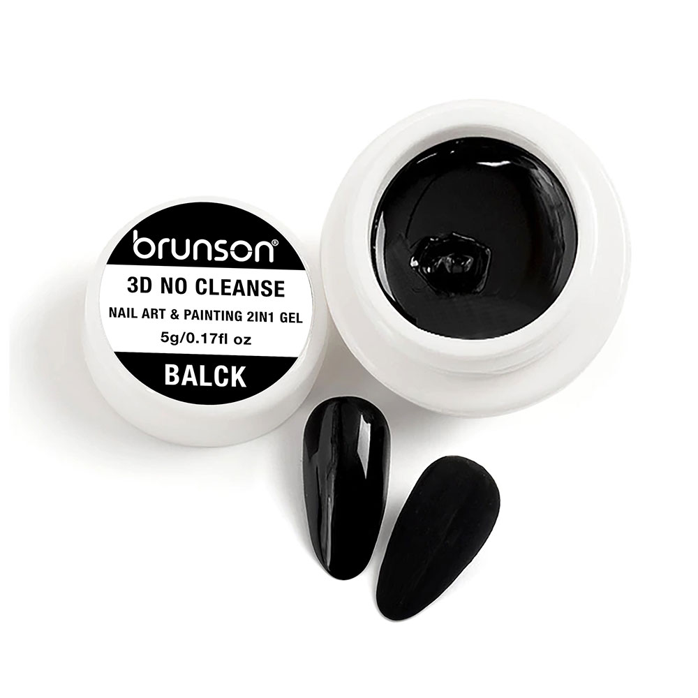 Brunson 3D No Cleanse Nail Art & Painting 2in1 Gel paint creamy painting gel for nails arts 5g BLACK