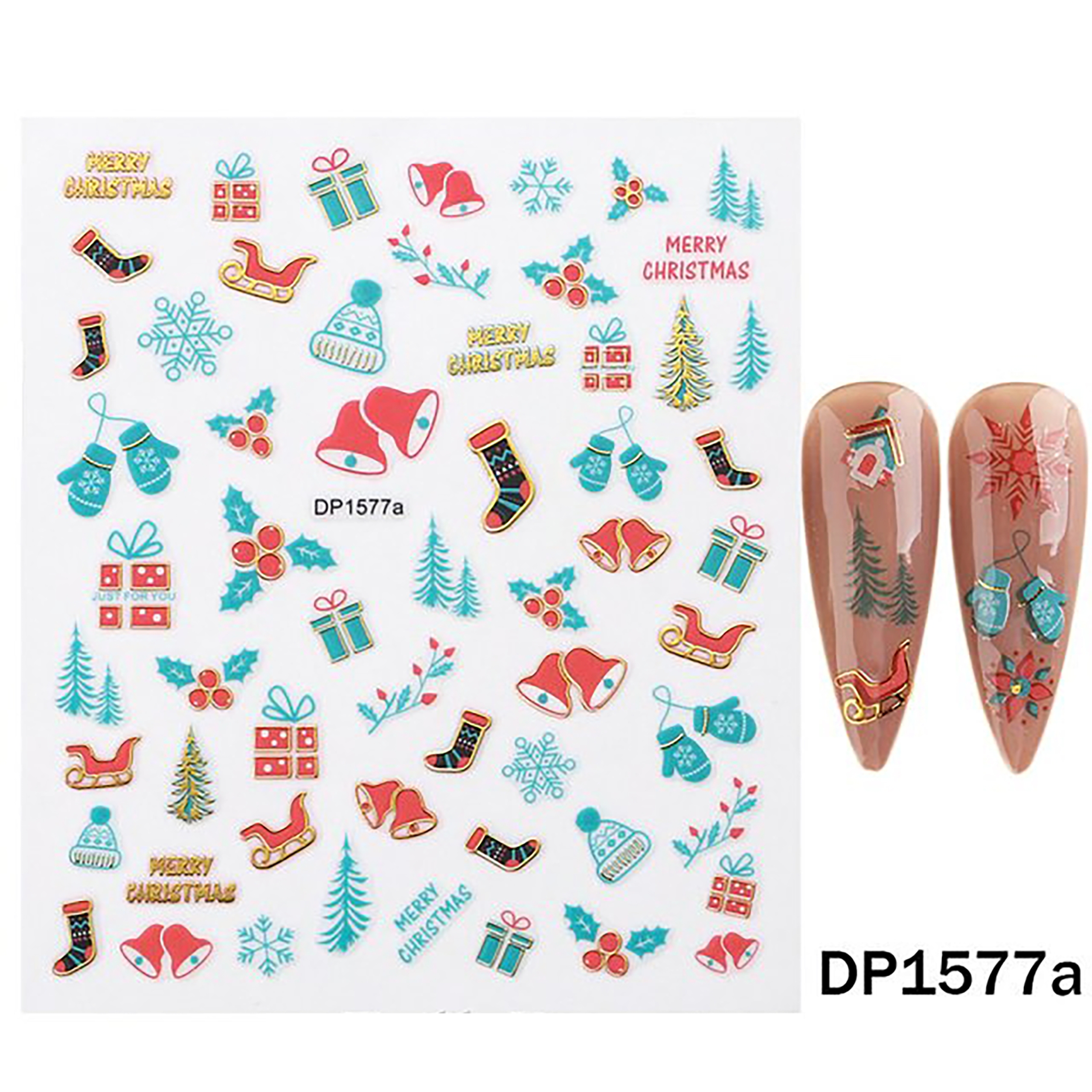 Christmas Nail Art Stickers 3D for Manicure Nail Art dp1577a