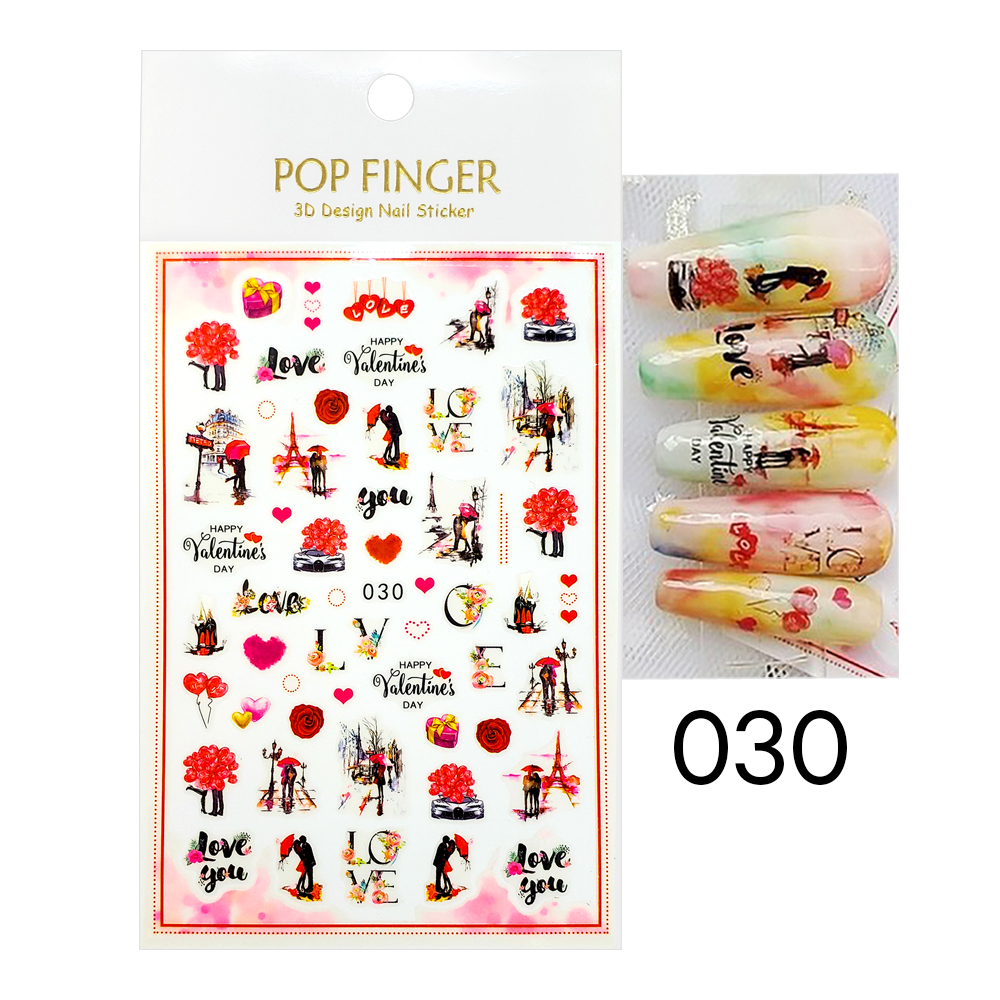 Valentine's Day Nail Stickers 3D Design for DIY Nail Decorations 030