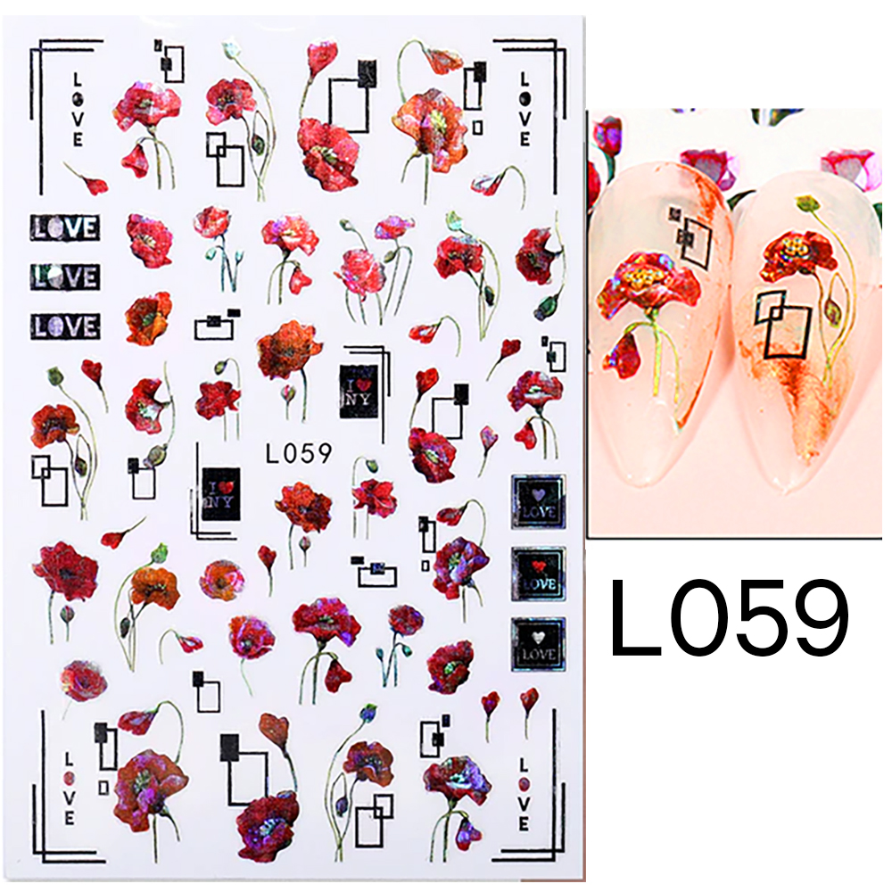 Nail Art Stickers Manicure 3D Holographic Nail Stickers L059