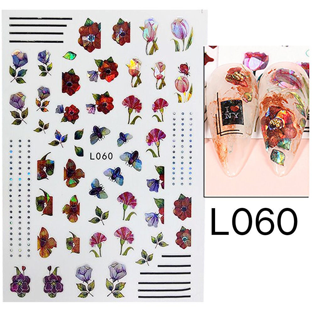Nail Art Stickers Manicure 3D Holographic Nail Stickers L060