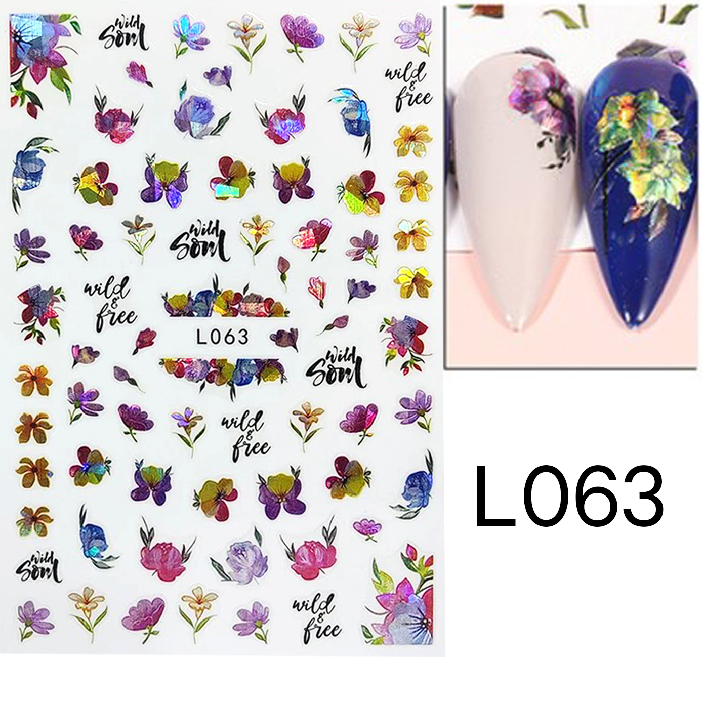 Nail Art Stickers Manicure 3D Holographic Nail Stickers L063