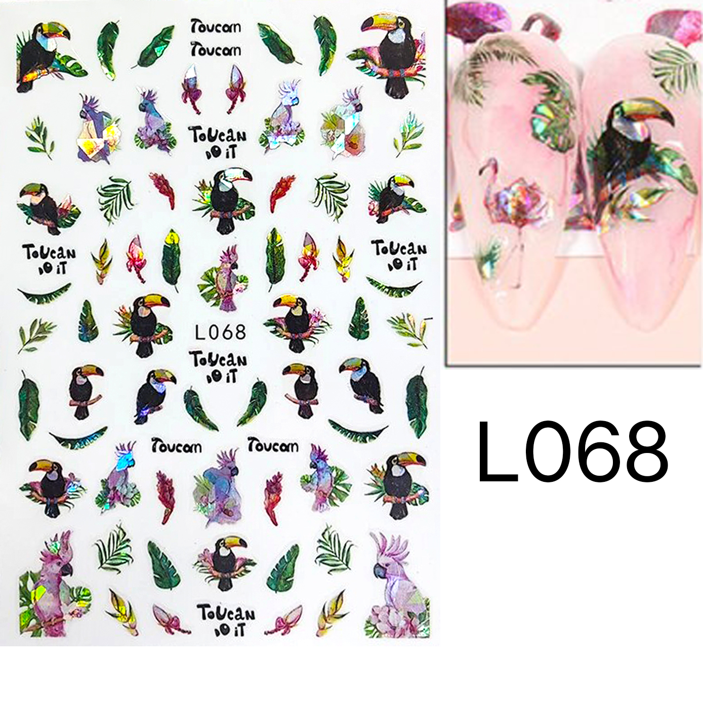 Nail Art Stickers Manicure 3D Holographic Nail Stickers L068