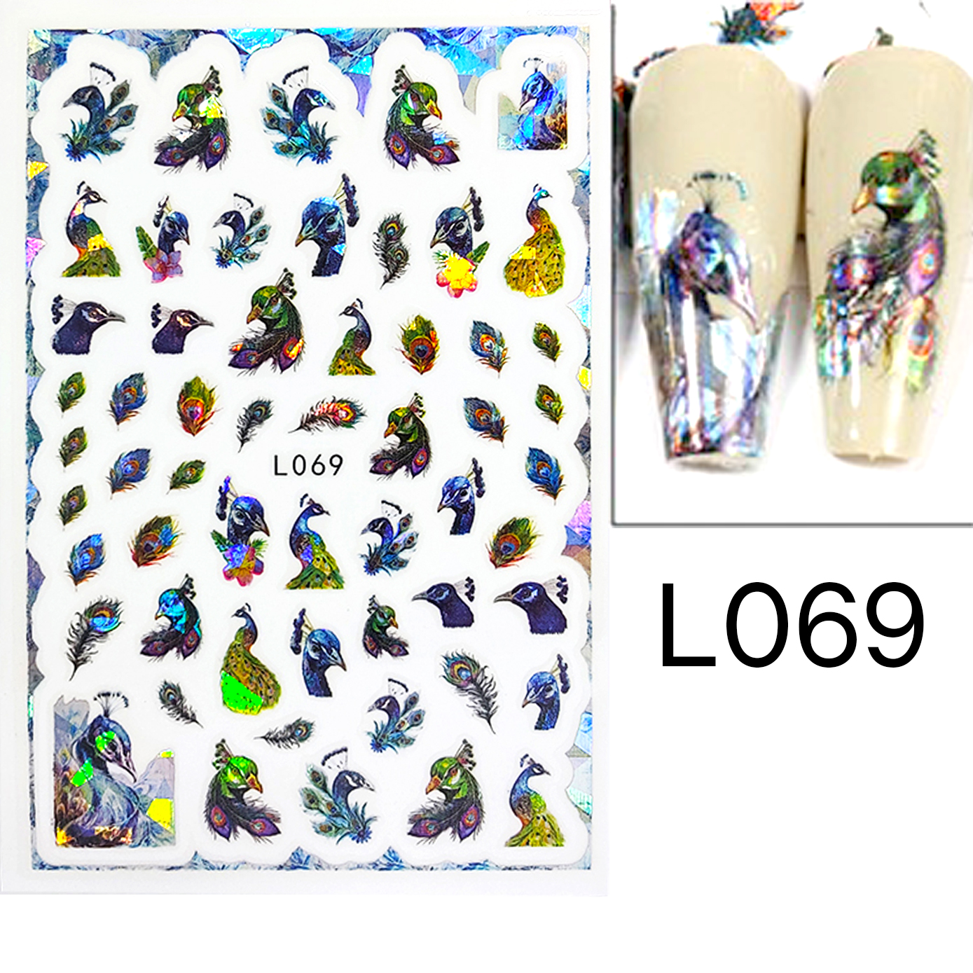 Nail Art Stickers Manicure 3D Holographic Nail Stickers L069