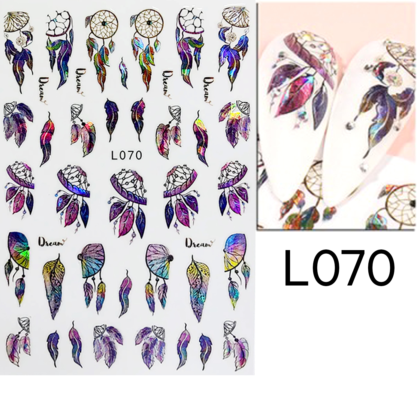 Nail Art Stickers Manicure 3D Holographic Nail Stickers L070