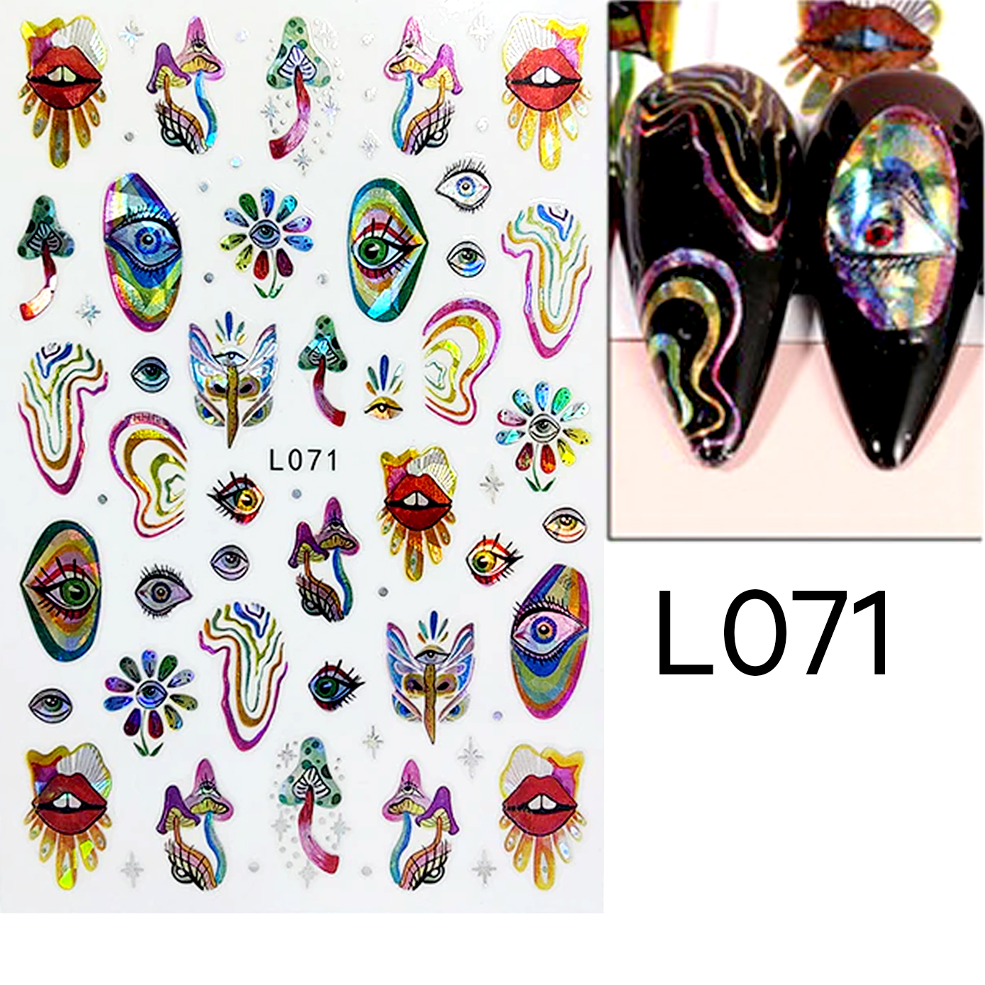 Nail Art Stickers Manicure 3D Holographic Nail Stickers L071