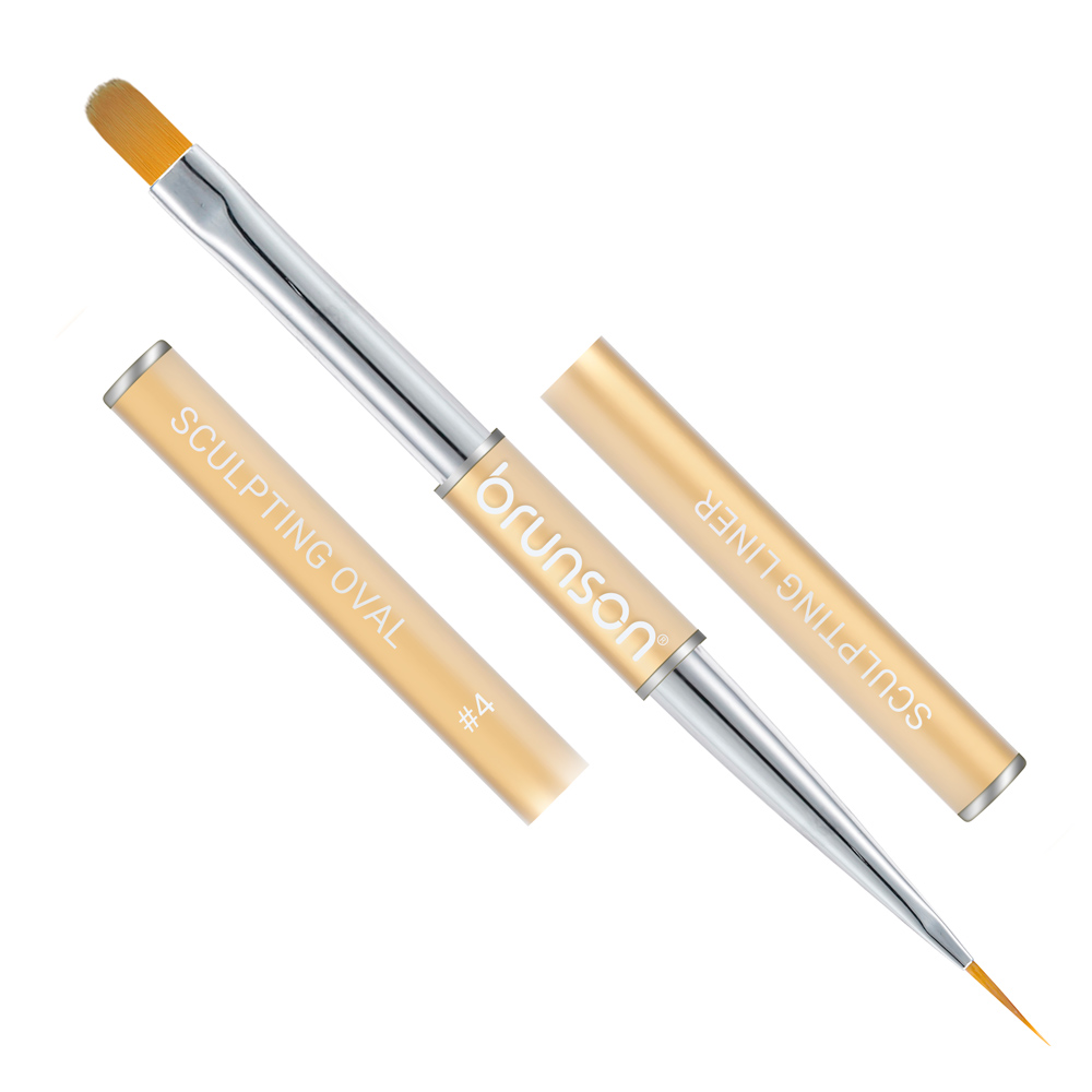 Nail Art Brushes 2in 1 Sculpting Oval & Sculpting Liner #4 NABSL0G4