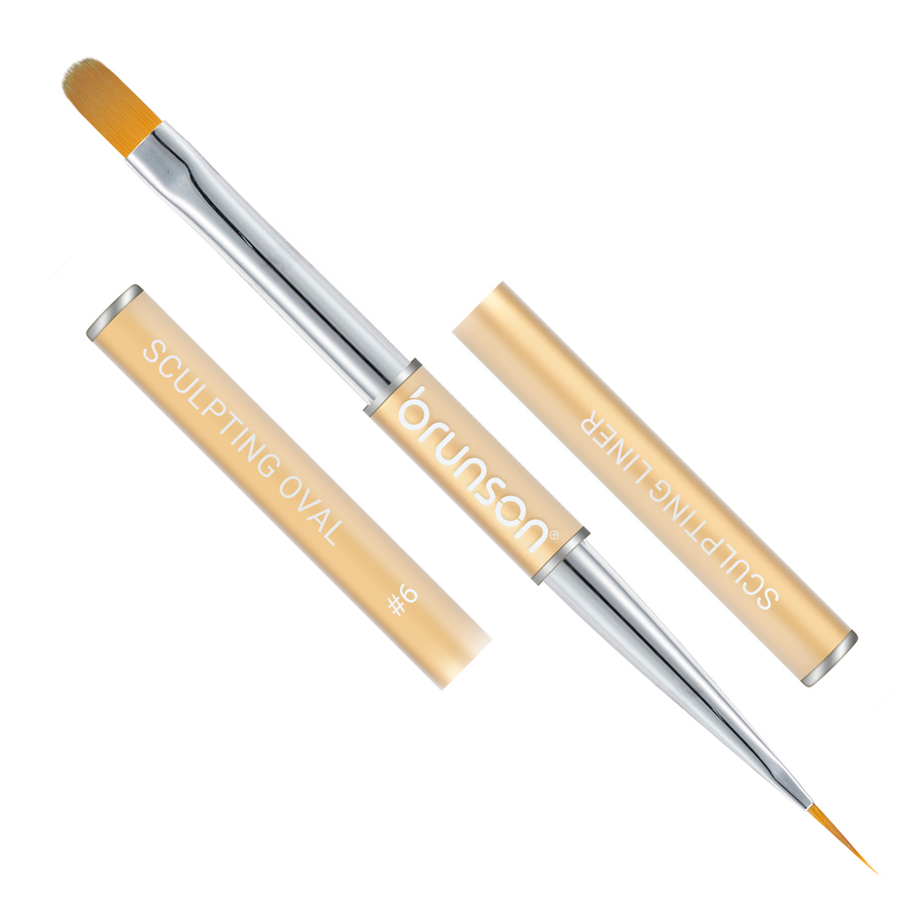 Nail Art Brushes 2in 1 Sculpting Oval & Sculpting Liner #6 NABSLOG6