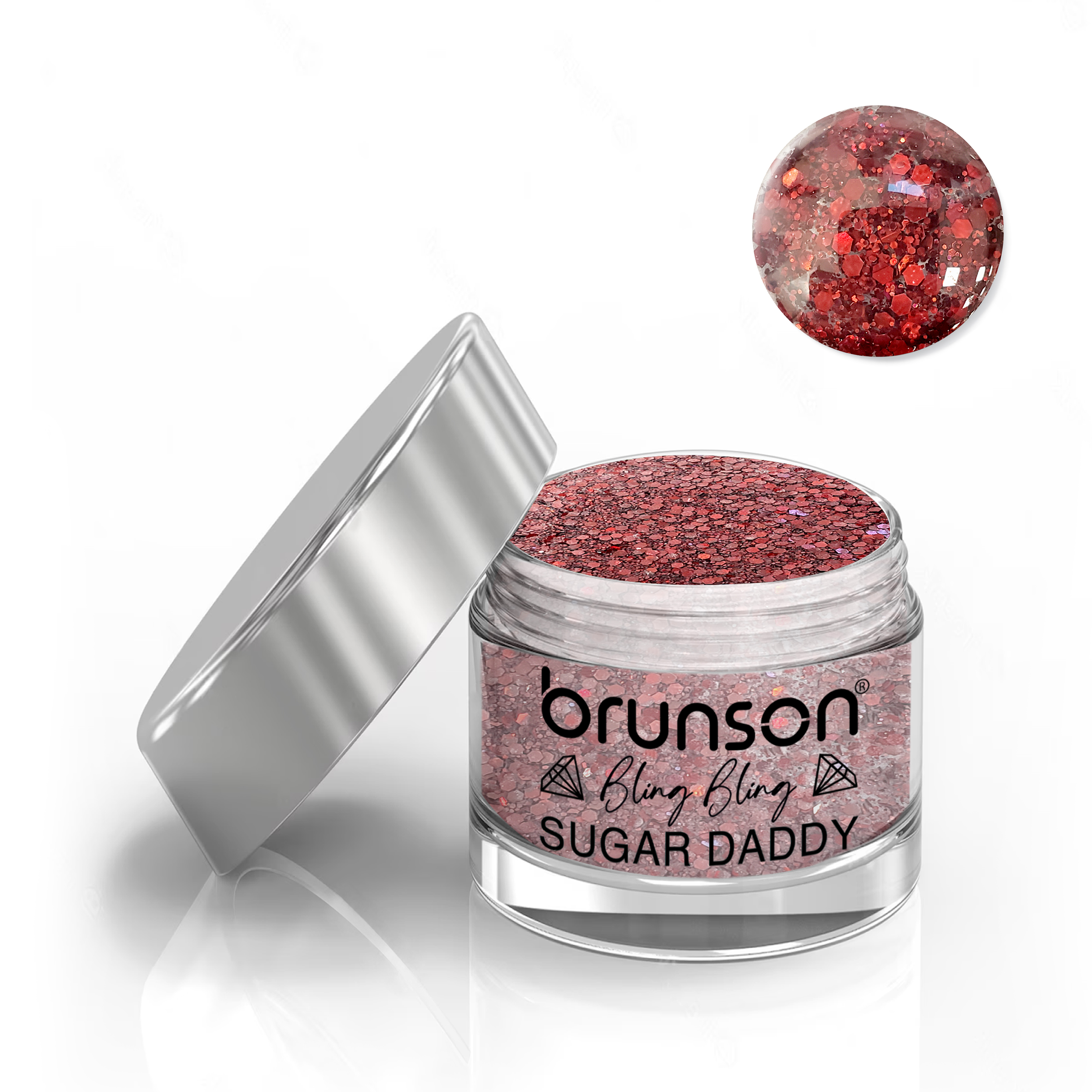 Brunson Bling Bling Sugar Daddy Acrylic Nail Glittered Powder 30ml BDA28