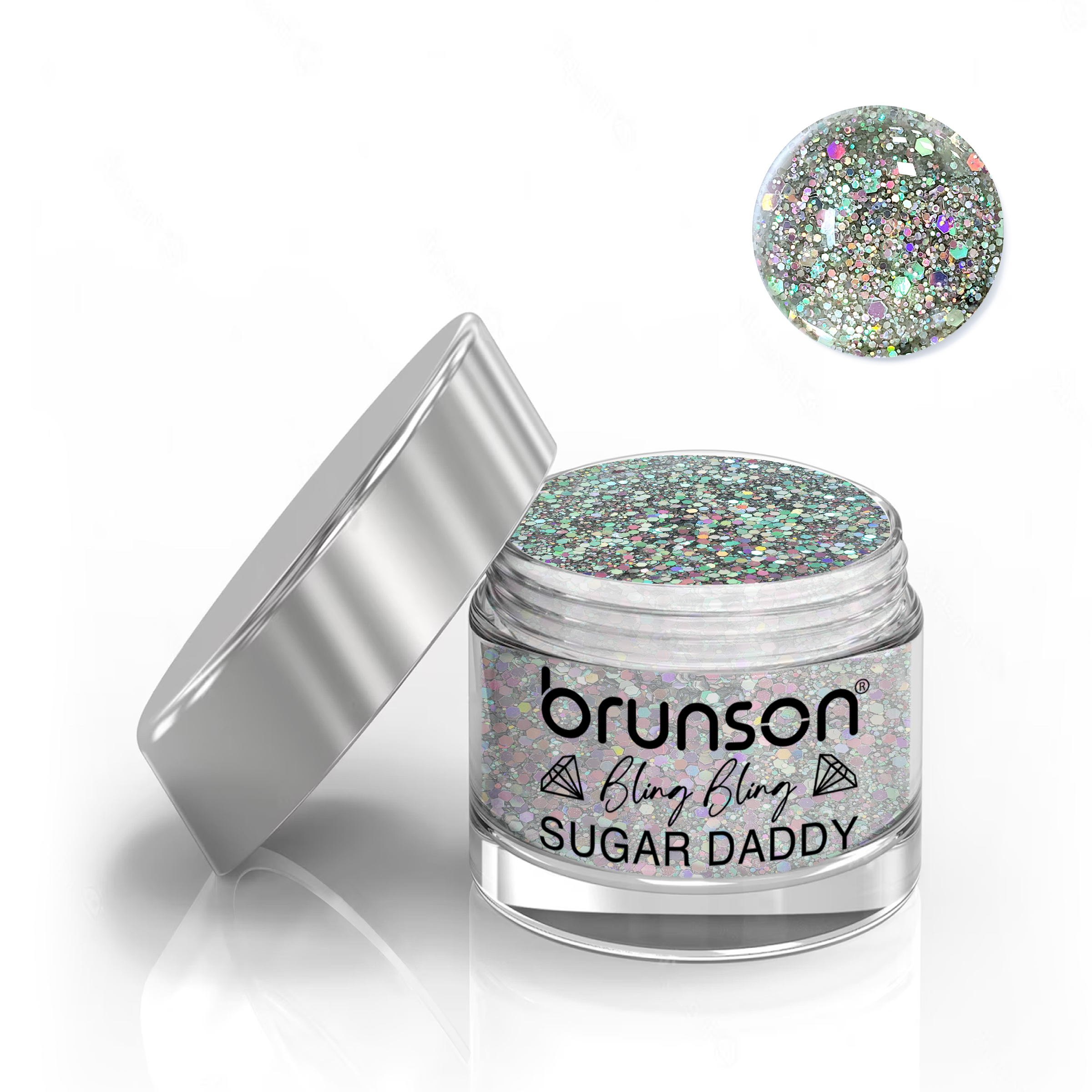 Brunson Bling Bling Sugar Daddy Acrylic Nail Glittered Powder 30ml BDBS01
