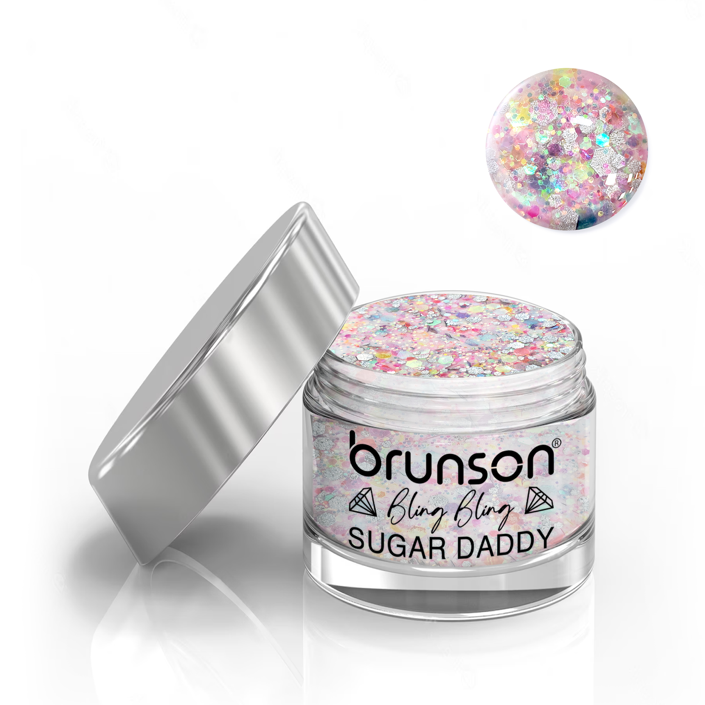 Brunson Bling Bling Sugar Daddy Acrylic Nail Glittered Powder 30ml BFL003