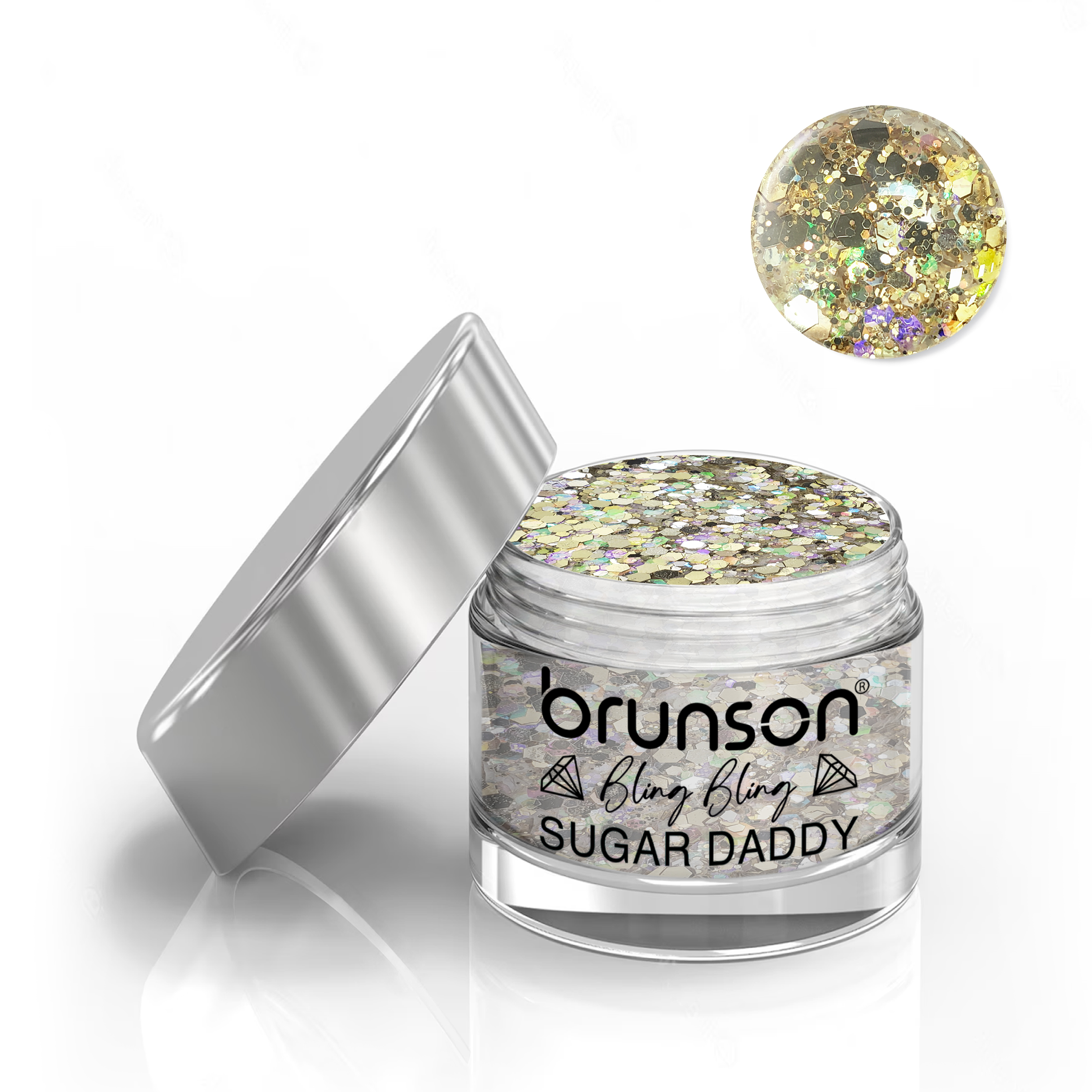 Brunson Bling Bling Sugar Daddy Acrylic Nail Glittered Powder 30ml BOH001