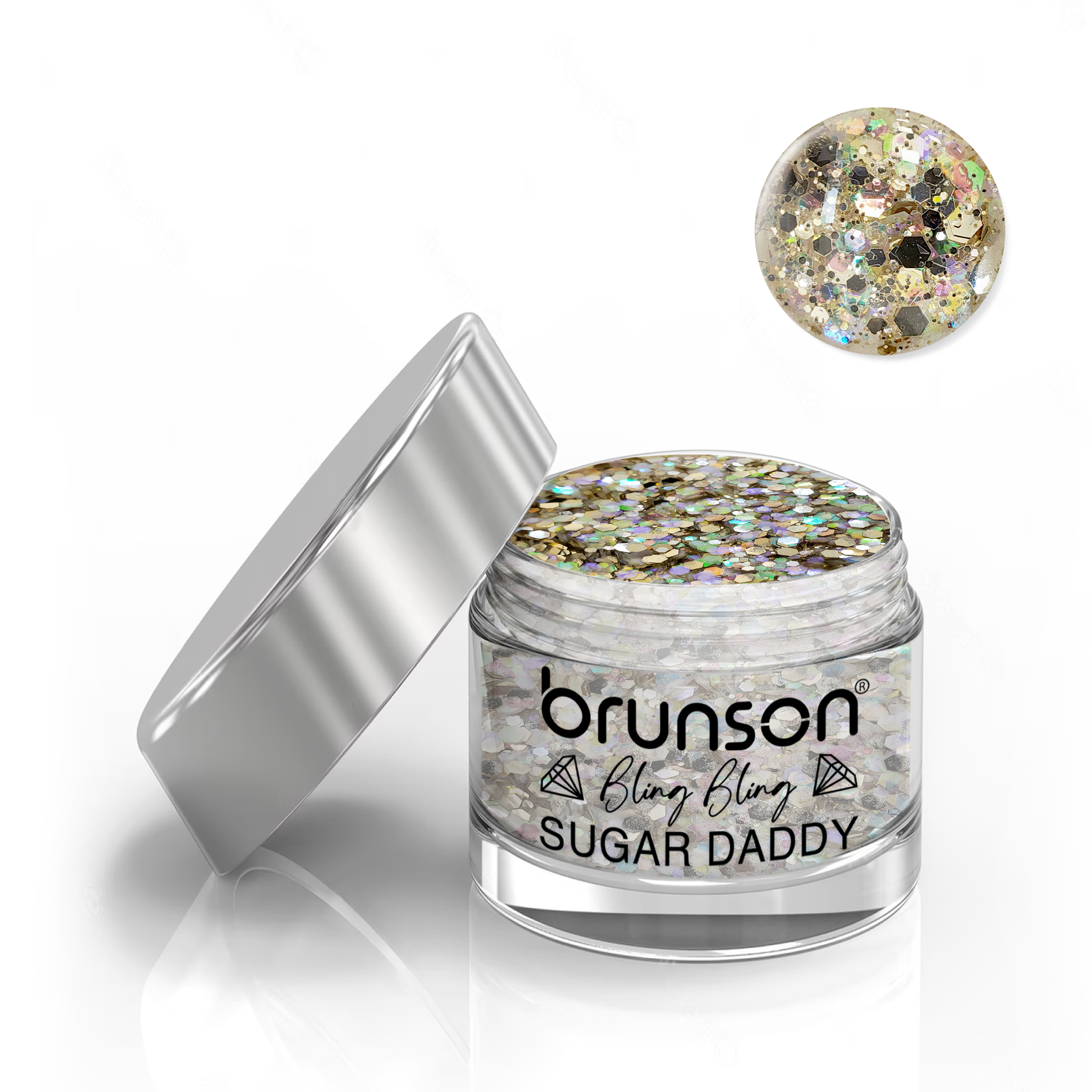 Brunson Bling Bling Sugar Daddy Acrylic Nail Glittered Powder 30ml BOH007