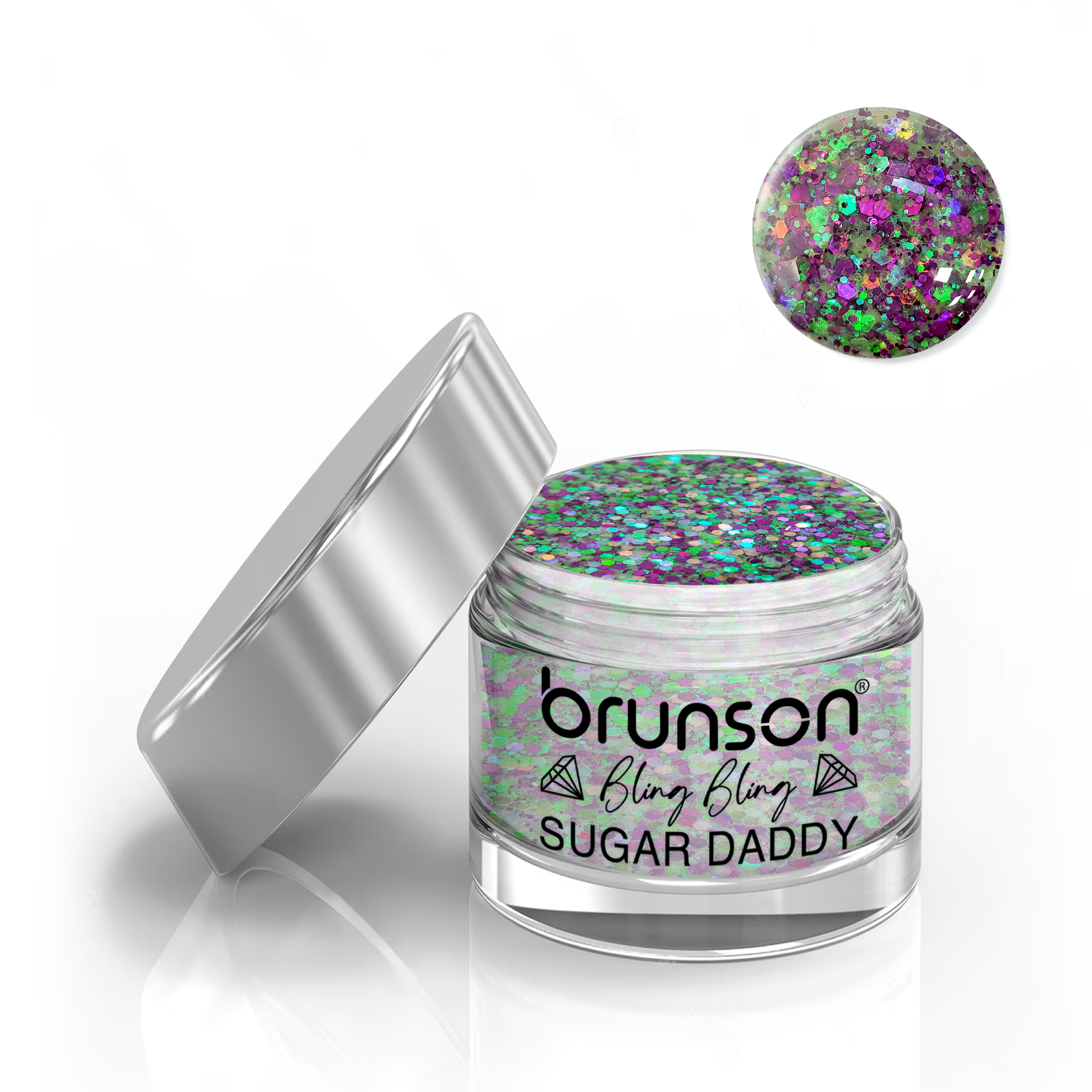 Brunson Bling Bling Sugar Daddy Acrylic Nail Glittered Powder 30ml BQU17