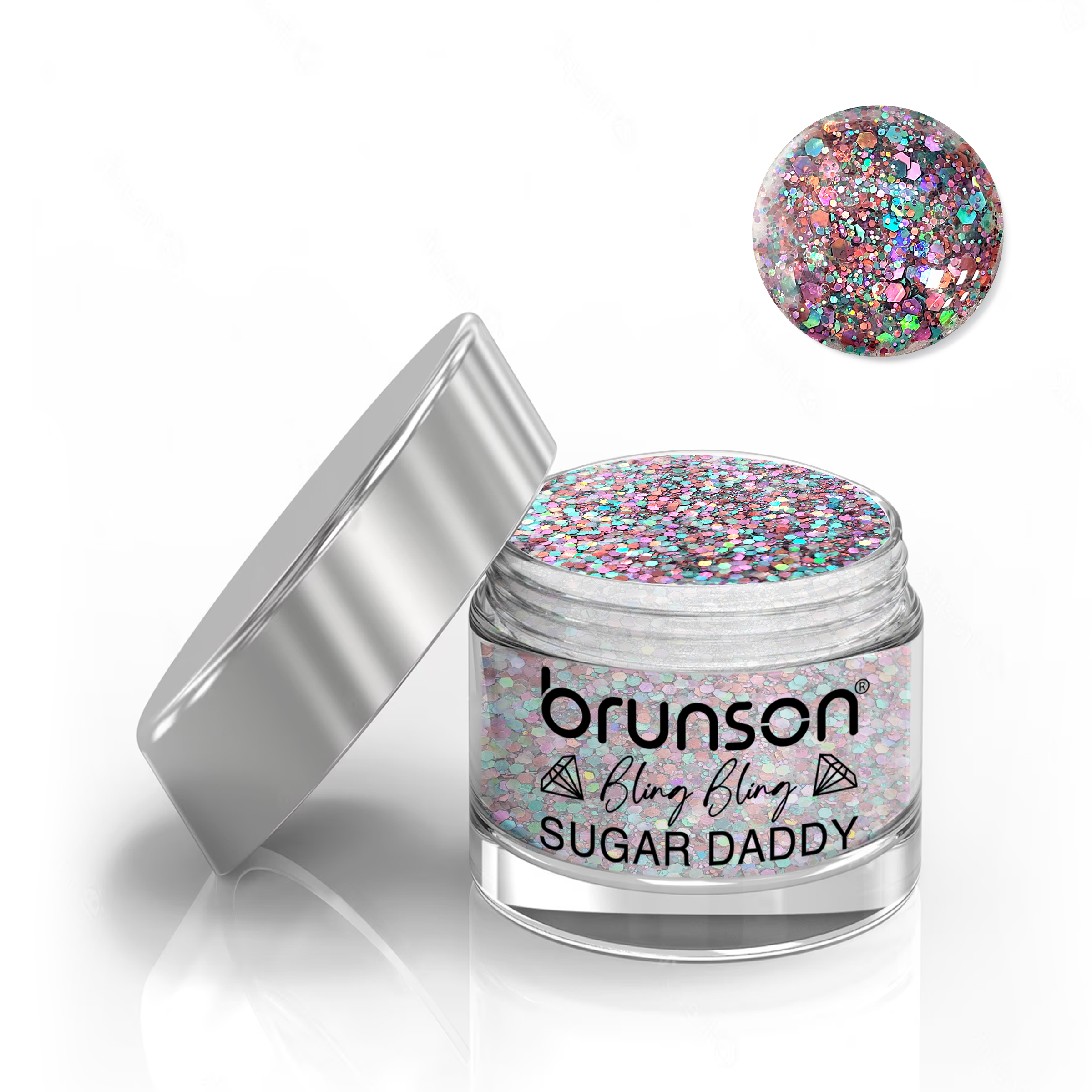 Brunson Bling Bling Sugar Daddy Acrylic Nail Glittered Powder 30ml BQU19