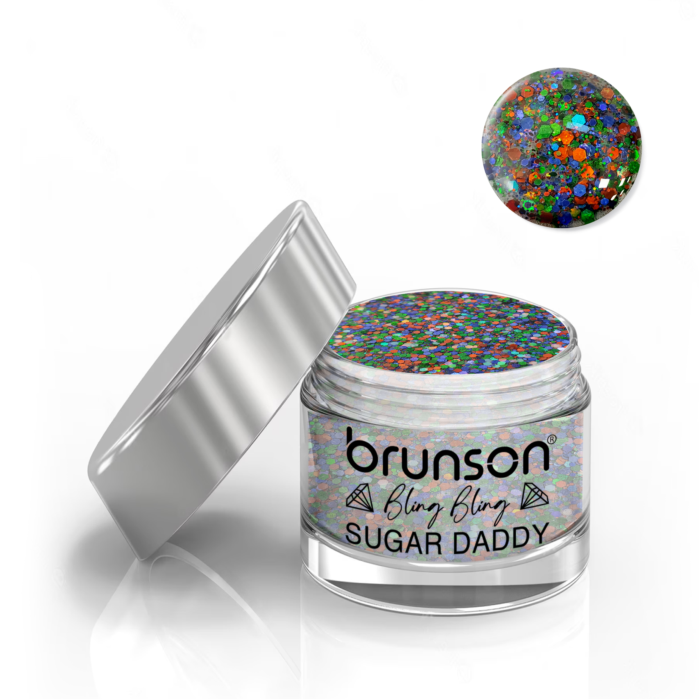 Brunson Bling Bling Sugar Daddy Acrylic Nail Glittered Powder 30ml BQU23