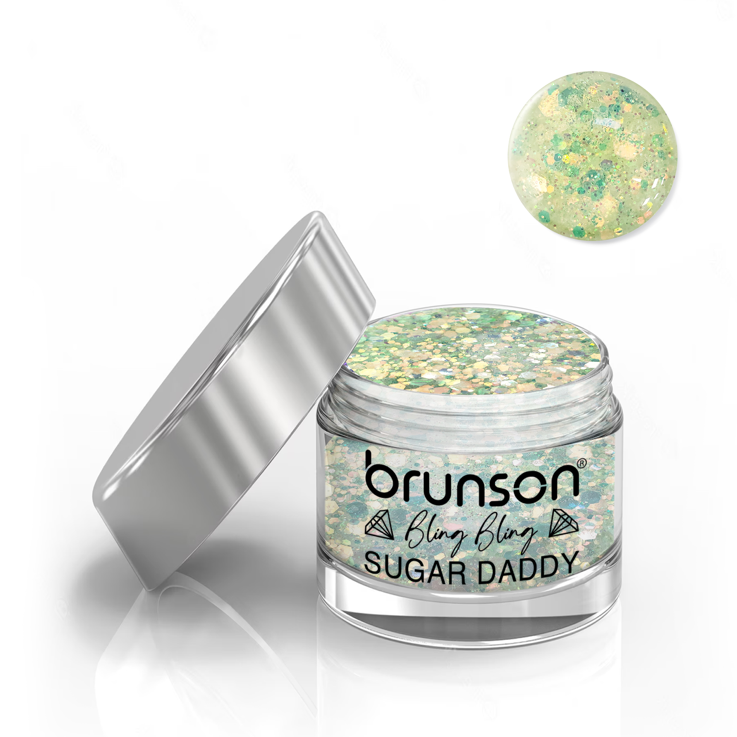 Brunson Bling Bling Sugar Daddy Acrylic Nail Glittered Powder 30ml BSU008