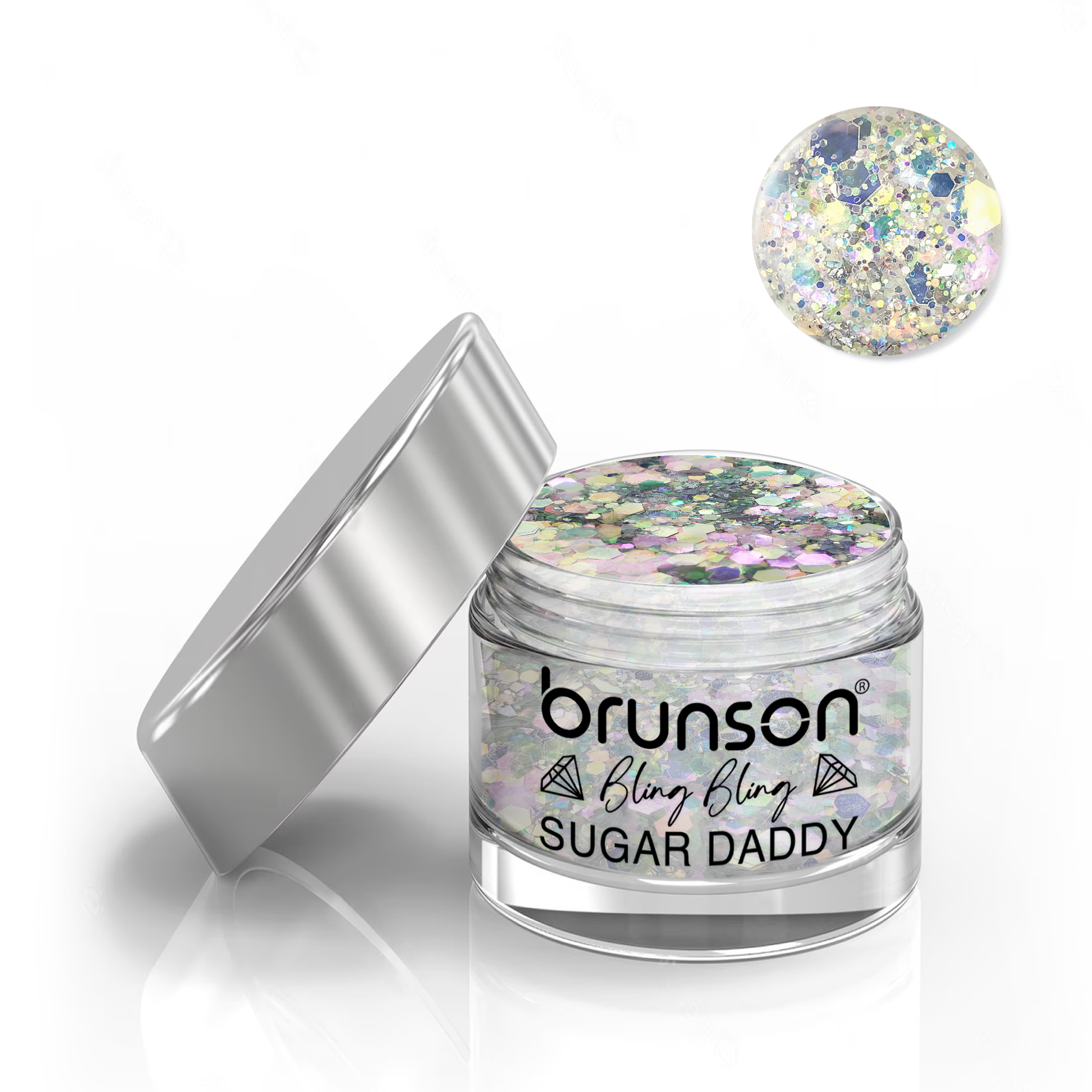 Brunson Bling Bling Sugar Daddy Acrylic Nail Glittered Powder 30ml BXC001
