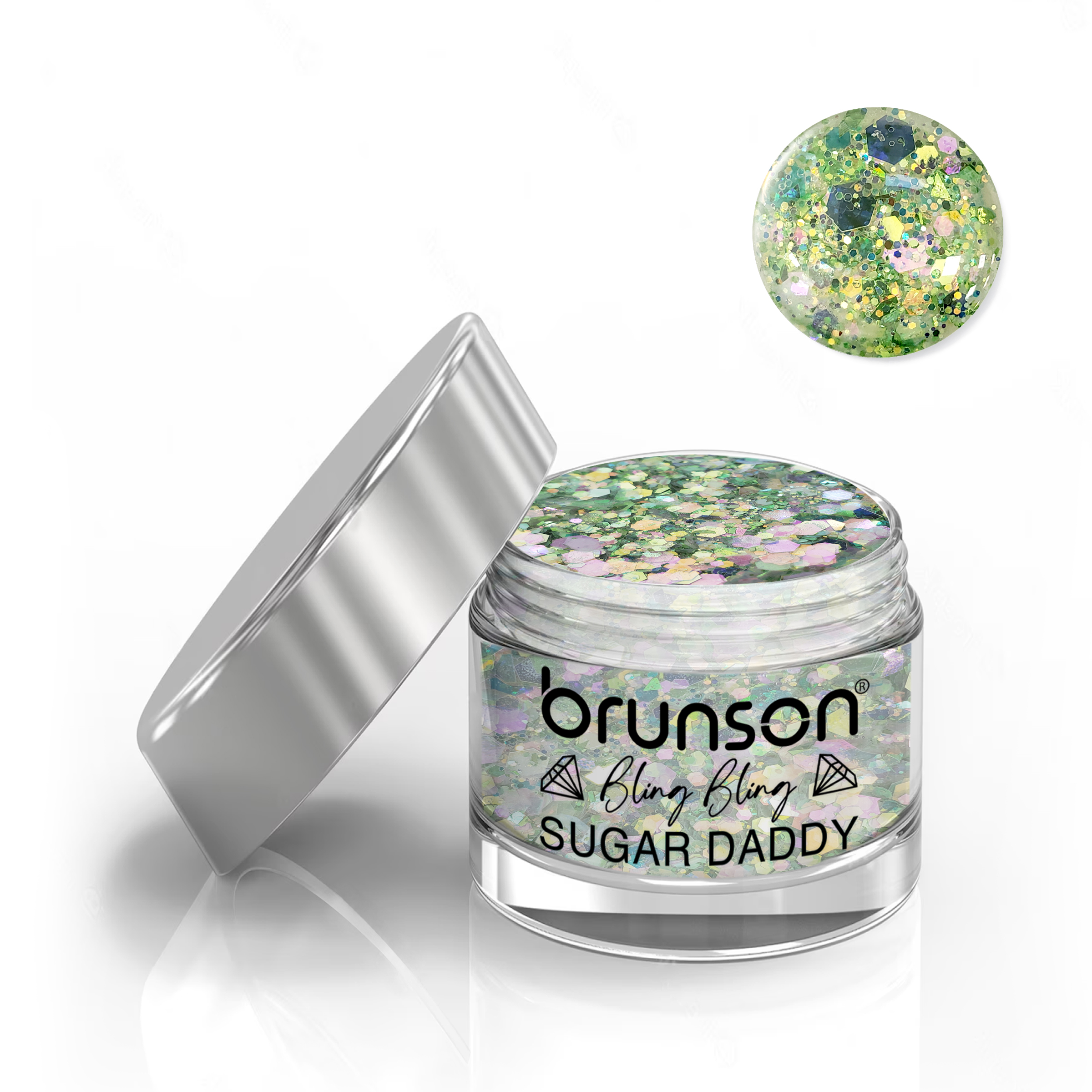 Brunson Bling Bling Sugar Daddy Acrylic Nail Glittered Powder 30ml BXC004