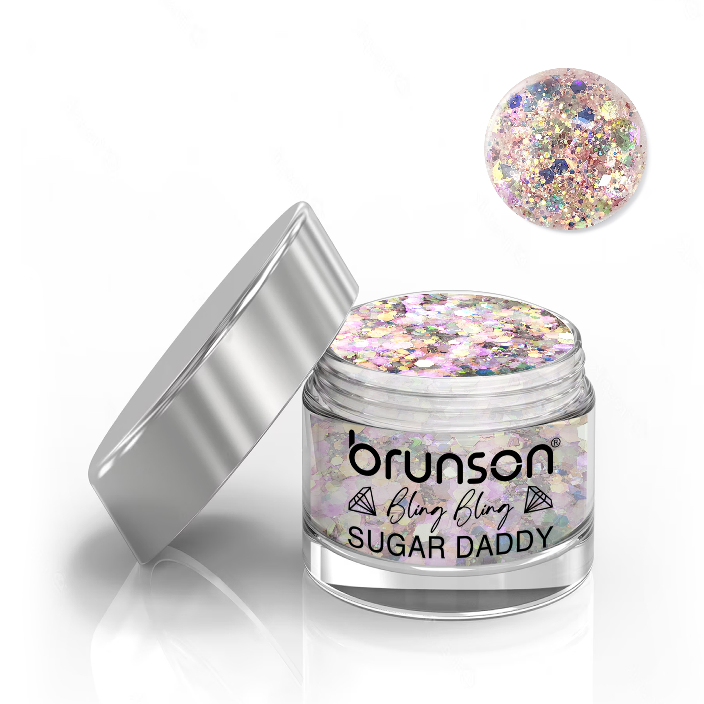 Brunson Bling Bling Sugar Daddy Acrylic Nail Glittered Powder 30ml BXC009