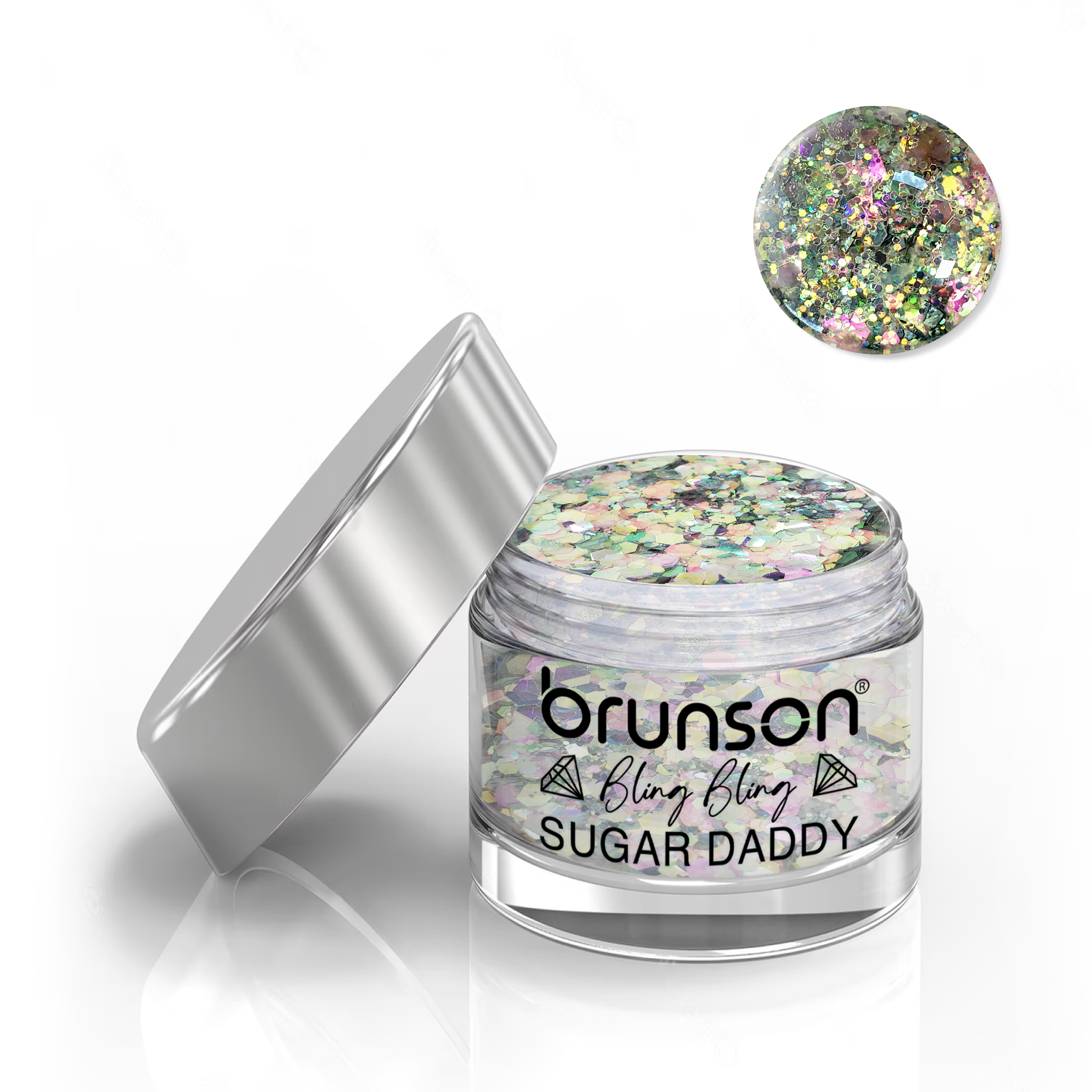 Brunson Bling Bling Sugar Daddy Acrylic Nail Glittered Powder 30ml BXC010