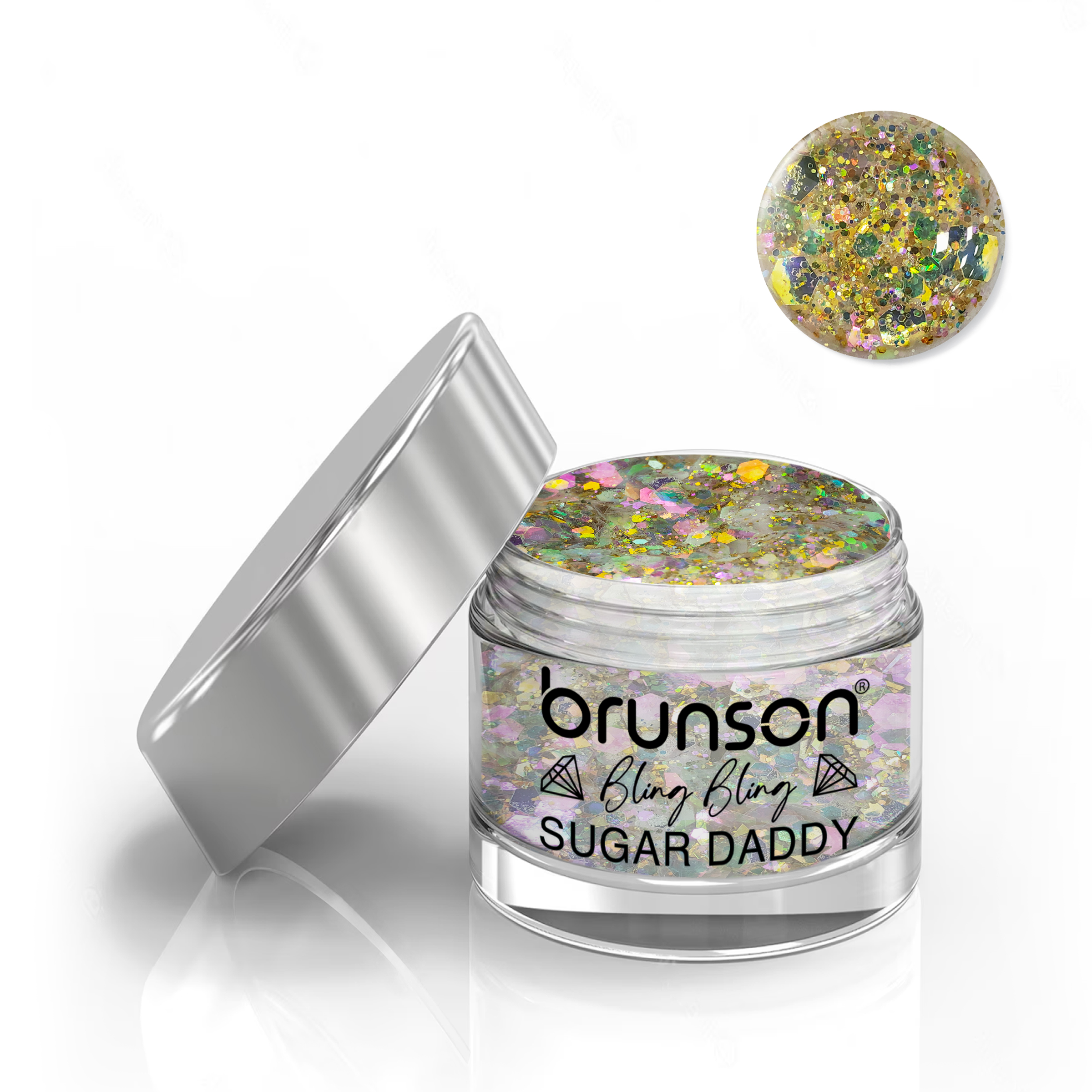 Brunson Bling Bling Sugar Daddy Acrylic Nail Glittered Powder 30ml BXC011