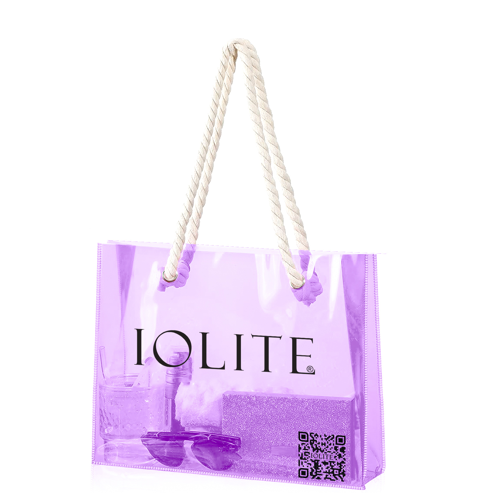 Brunson Transparent beach bags - Colorful Plastic Beach Bag - Travel Tote Bags for Women IBGPR
