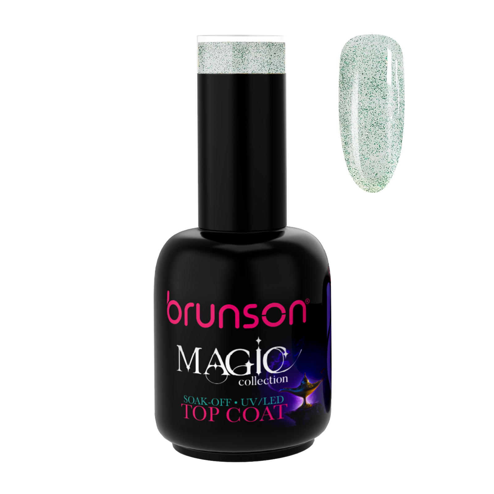 Brunson Magic Gel Top Coat B50057 -  UV/LED Soak-Off Glitter Top Coat Gel