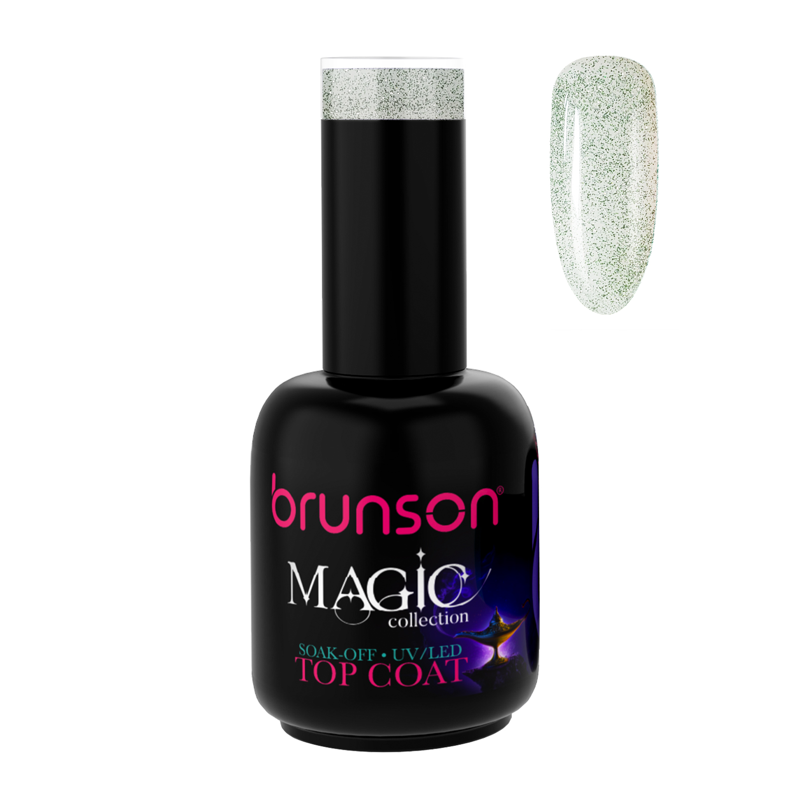 Brunson Magic Gel Top Coat B50058 -  UV/LED Soak-Off Glitter Top Coat Gel