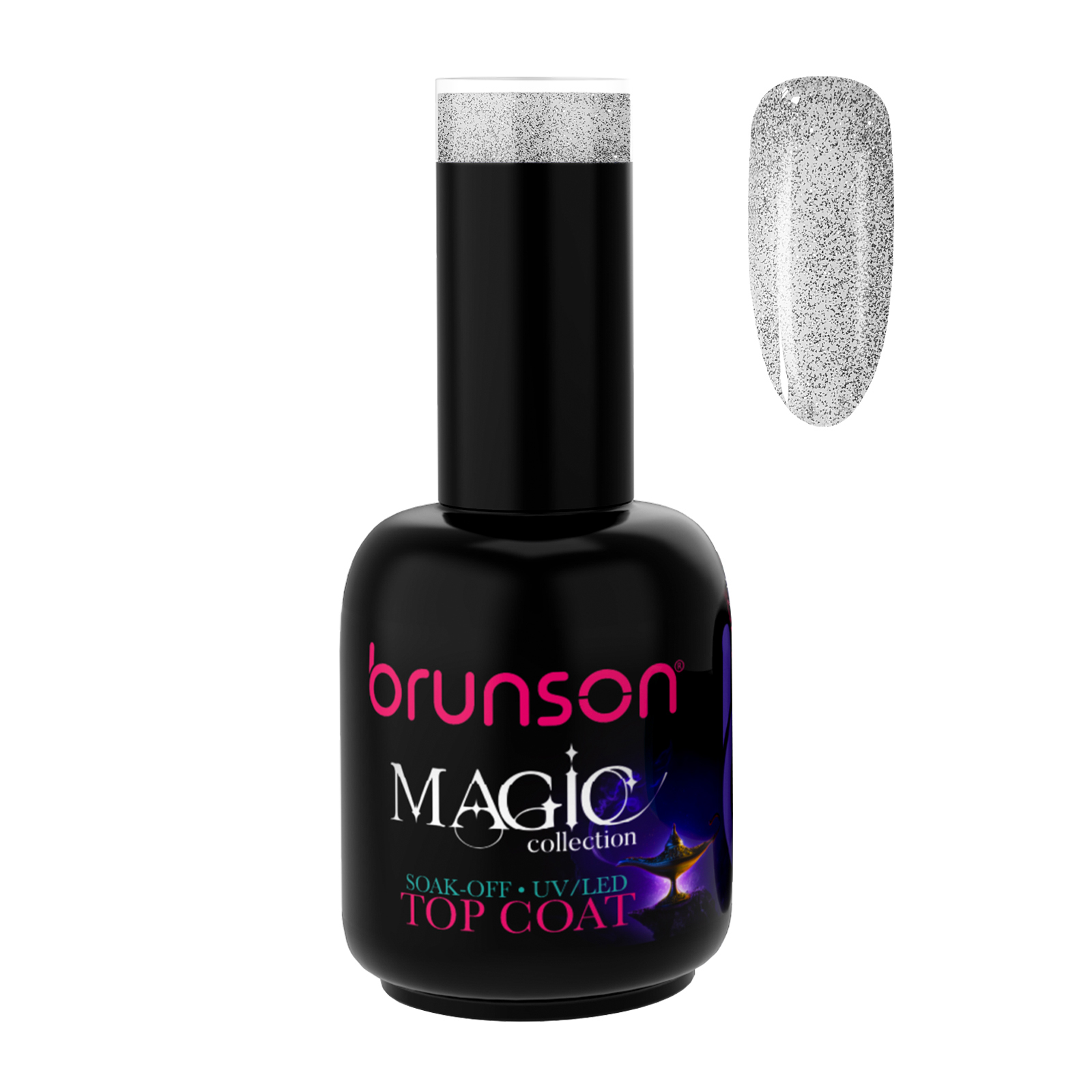 Brunson Magic Gel Top Coat DB6156 -  UV/LED Soak-Off Glitter Top Coat Gel