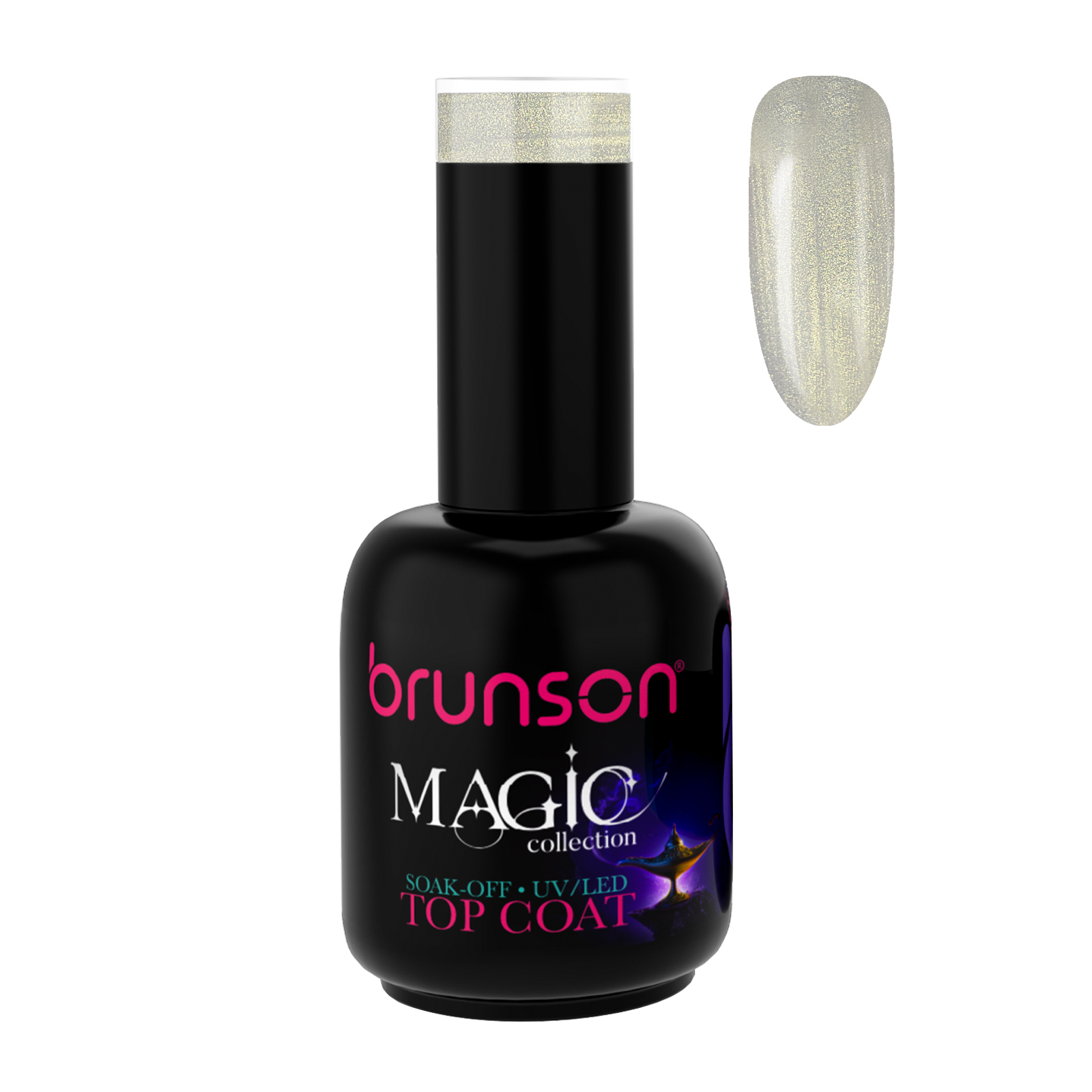 Brunson Magic Gel Top Coat P0152B -  UV/LED Soak-Off Glitter Top Coat Gel
