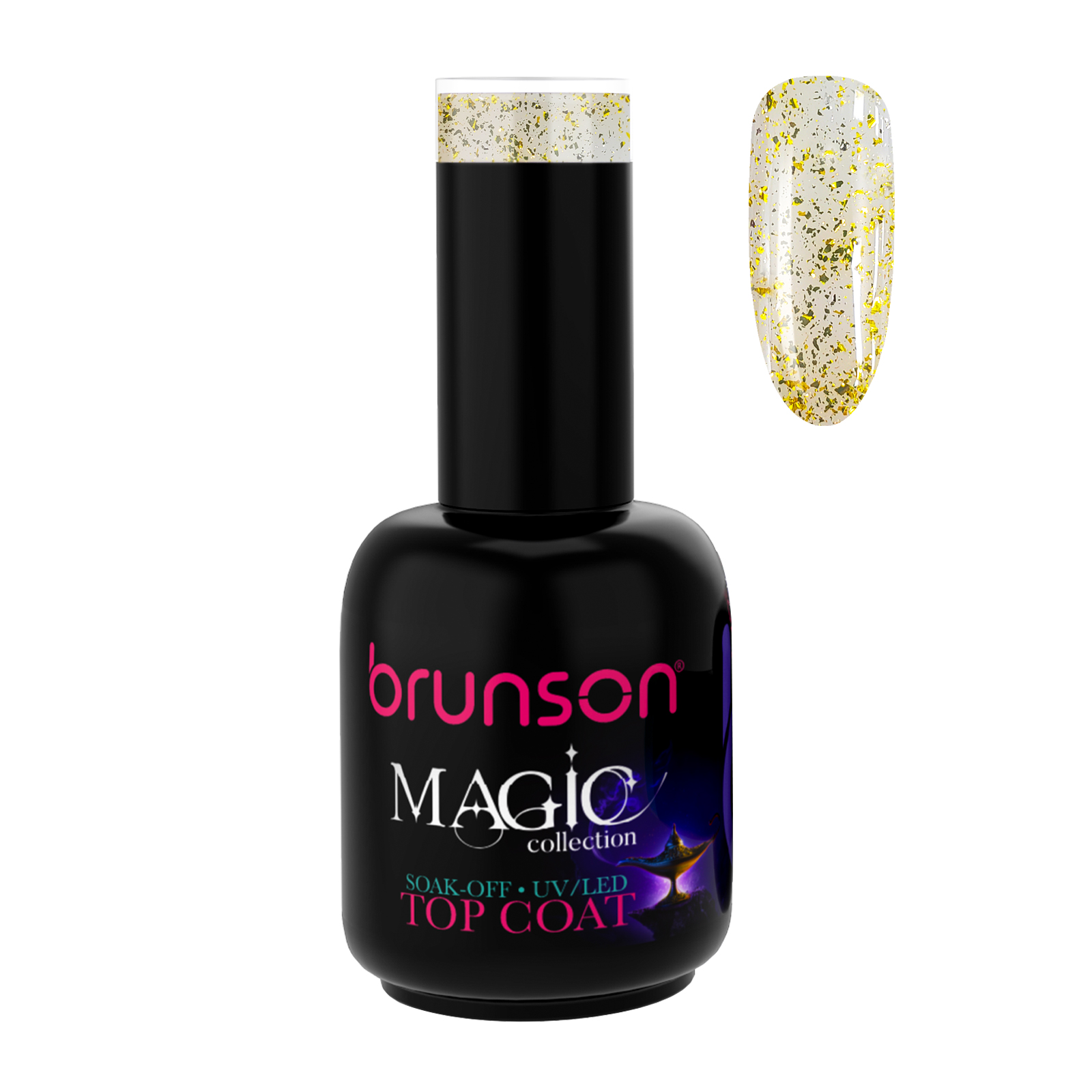 Brunson Magic Gel Top Coat P0160B -  UV/LED Soak-Off Glitter Top Coat Gel
