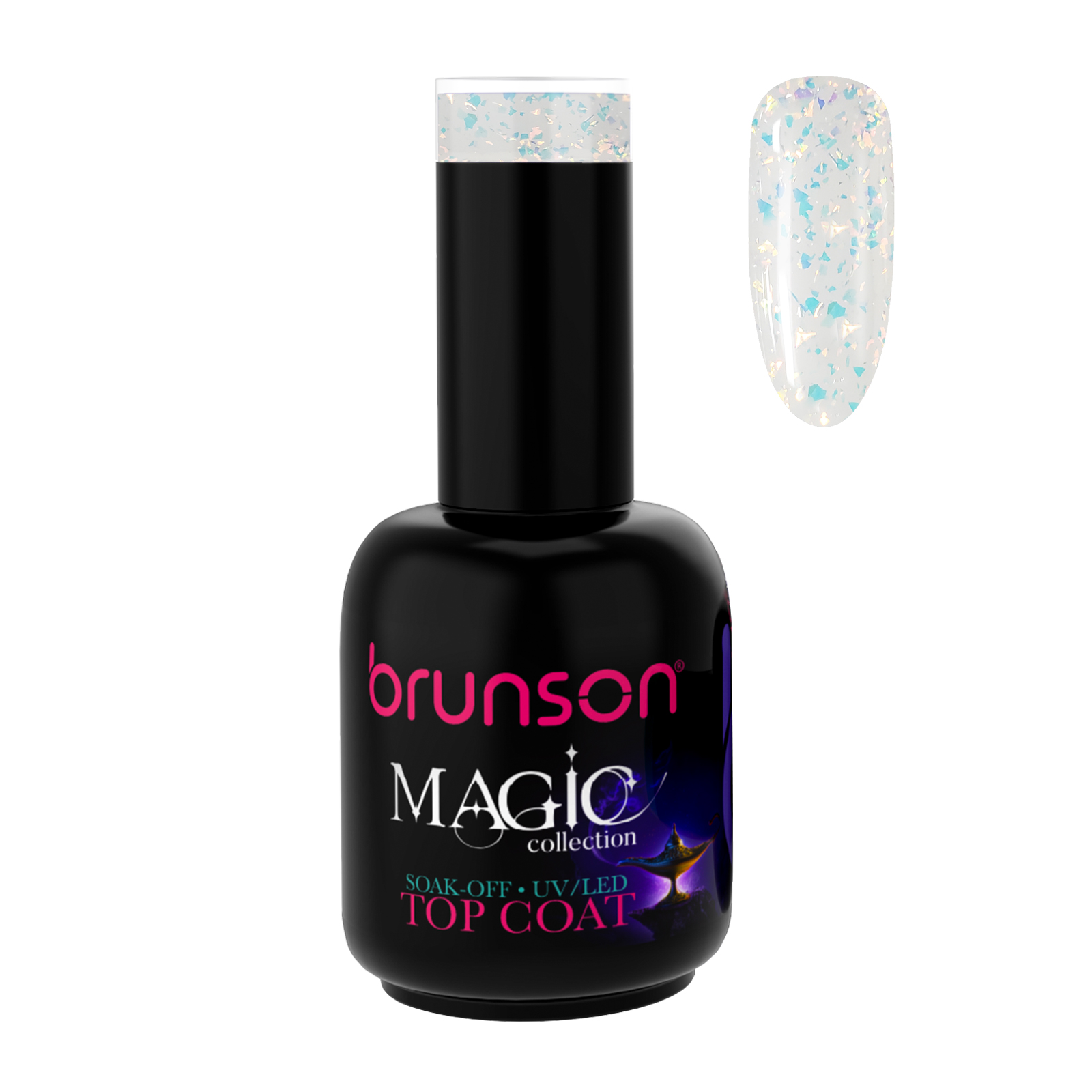 Brunson Magic Gel Top Coat P5013B -  UV/LED Soak-Off Glitter Top Coat Gel