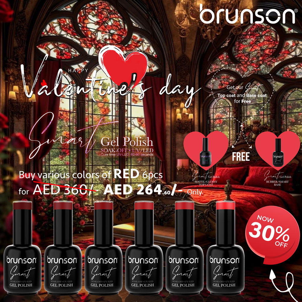 Valentine's Day Offer2 - Gel Nail Polish 6 Pcs + Rubber Base + Top Coat