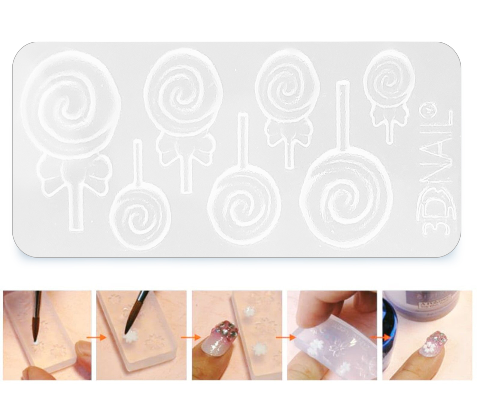 Silicone Nail Art Mold - 3D Lollipop Candy M134