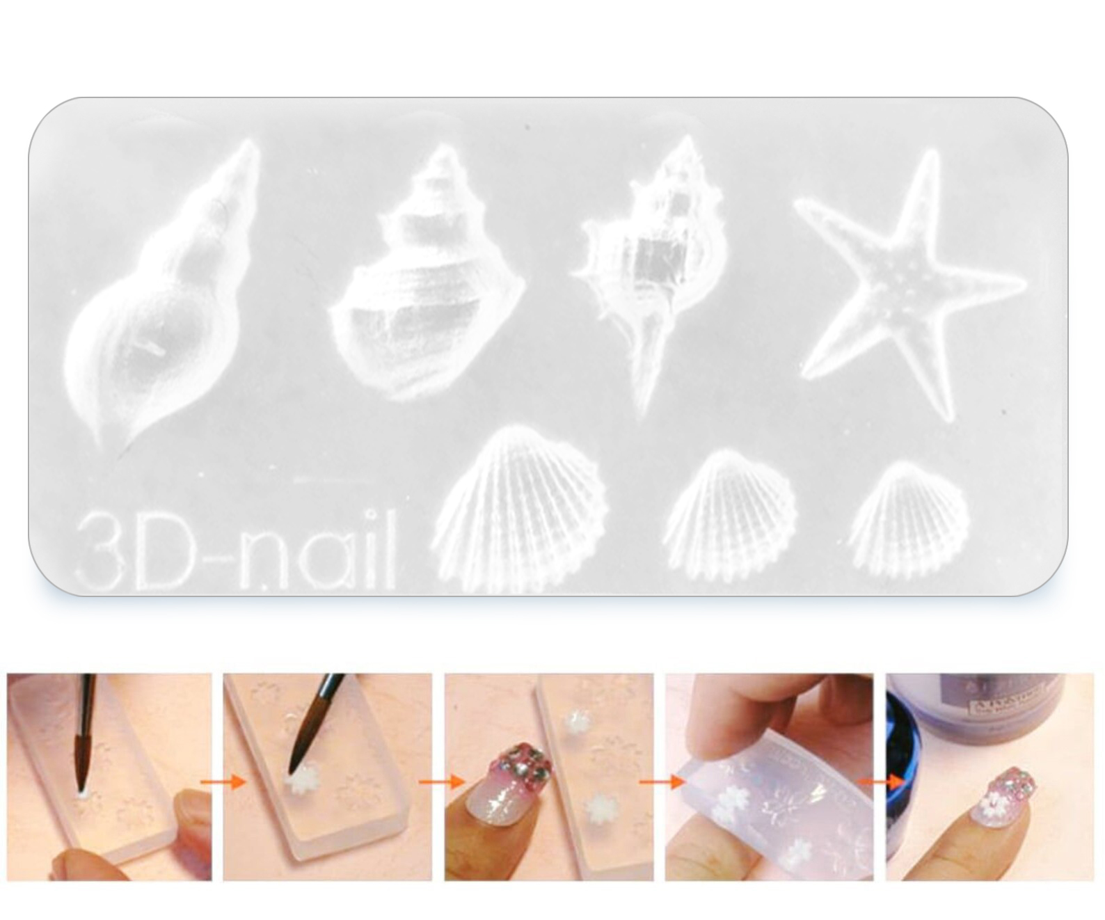 Silicone Nail Art Mold - 3D Shell Designs M076
