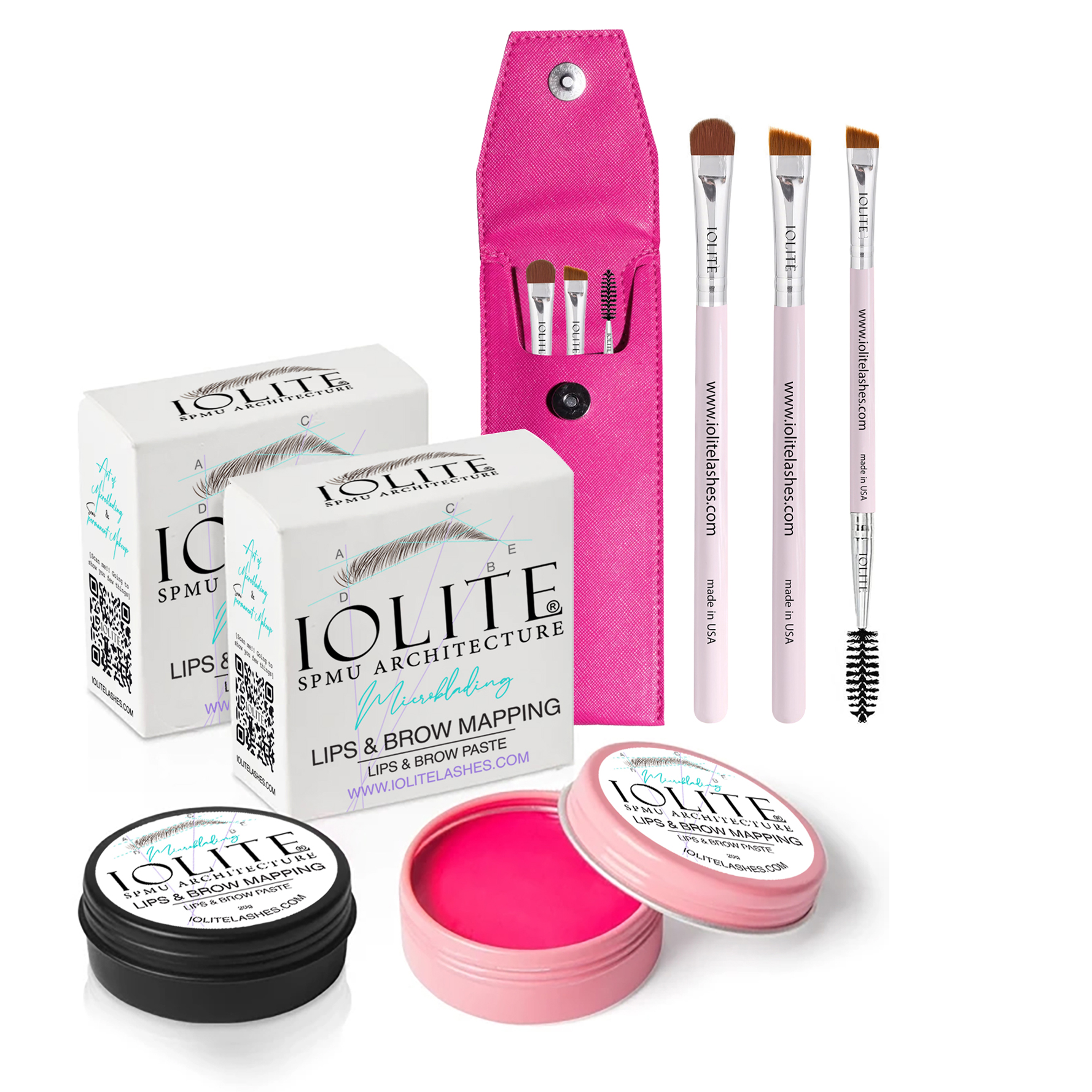 Lips & Brow Mapping Paste - Eyebrow Brush Set – Stiff Angled Brow Brushes and Firm Comb